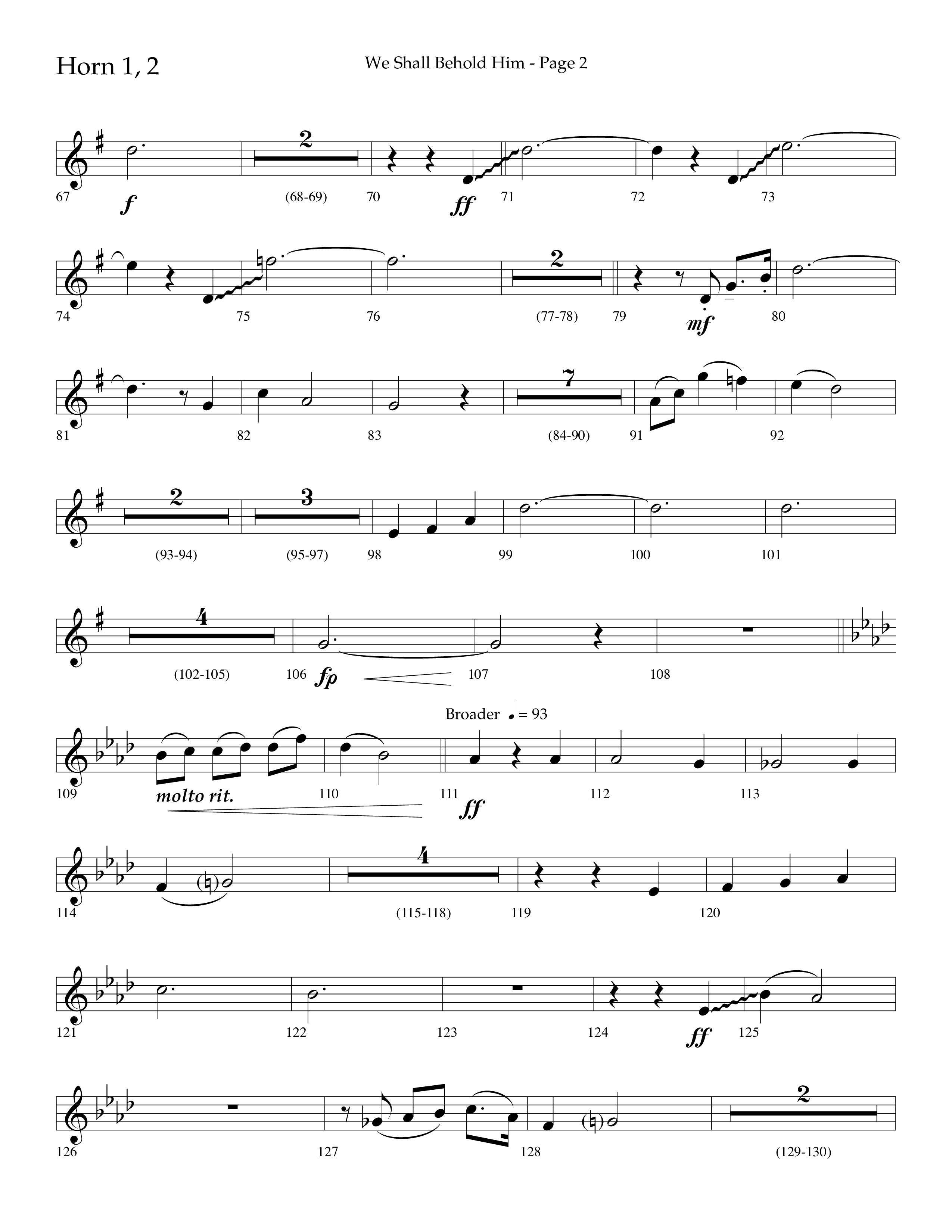 We Shall Behold Him (Choral Anthem SATB) French Horn 1/2 (Lifeway Choral / Arr. Russell Mauldin)