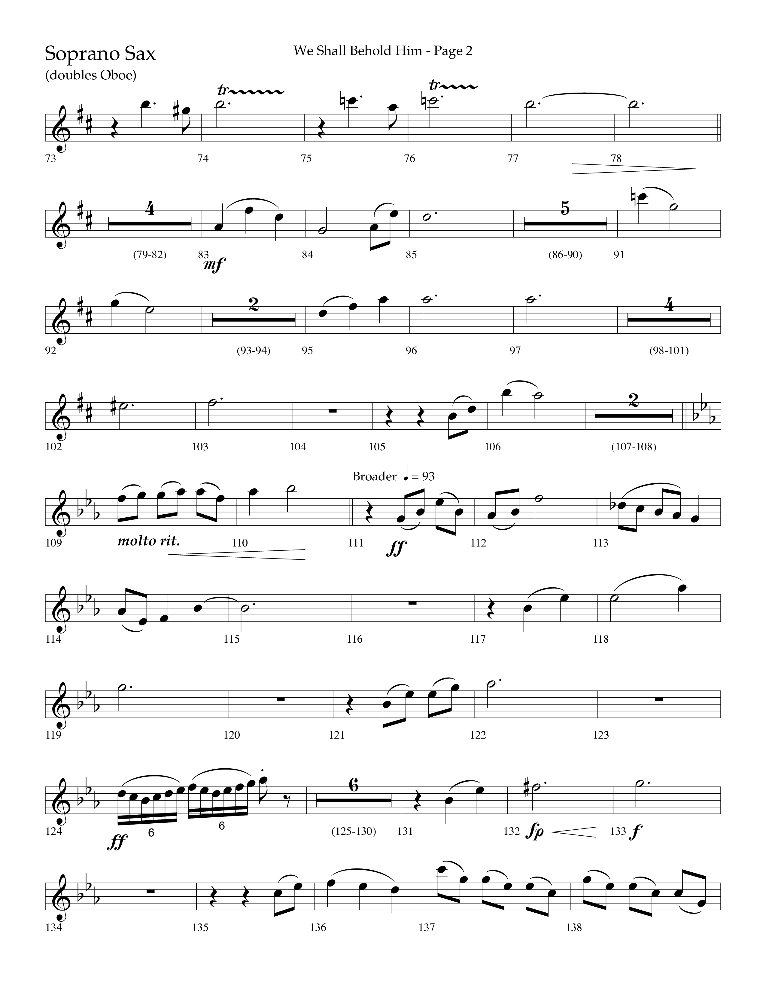 We Shall Behold Him (Choral Anthem SATB) Soprano Sax (Lifeway Choral / Arr. Russell Mauldin)