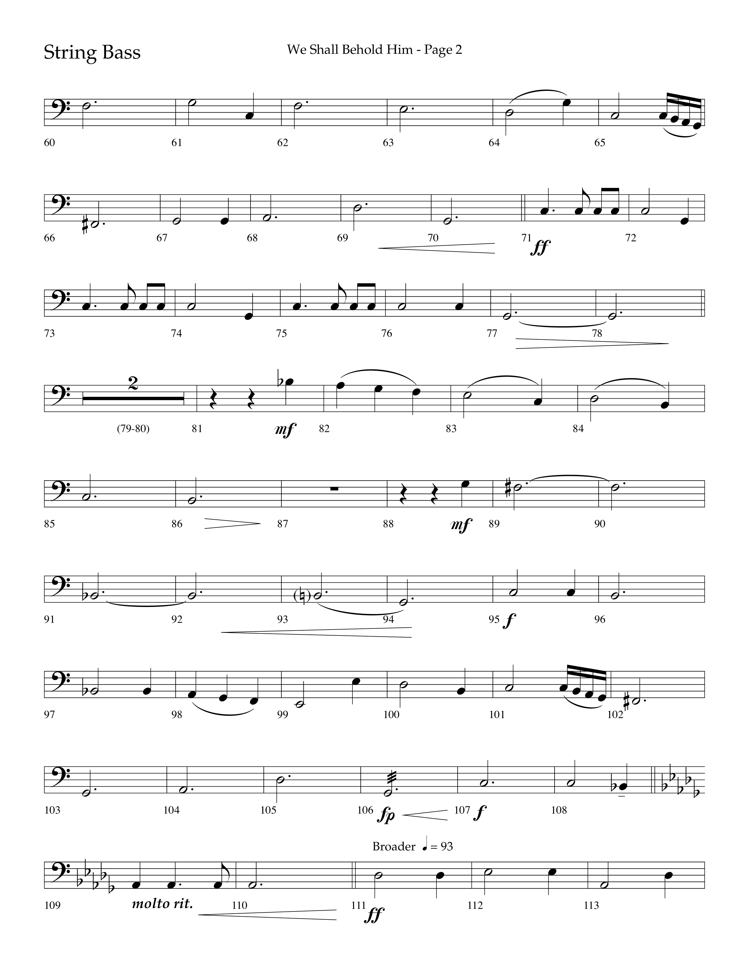 We Shall Behold Him (Choral Anthem SATB) String Bass (Lifeway Choral / Arr. Russell Mauldin)