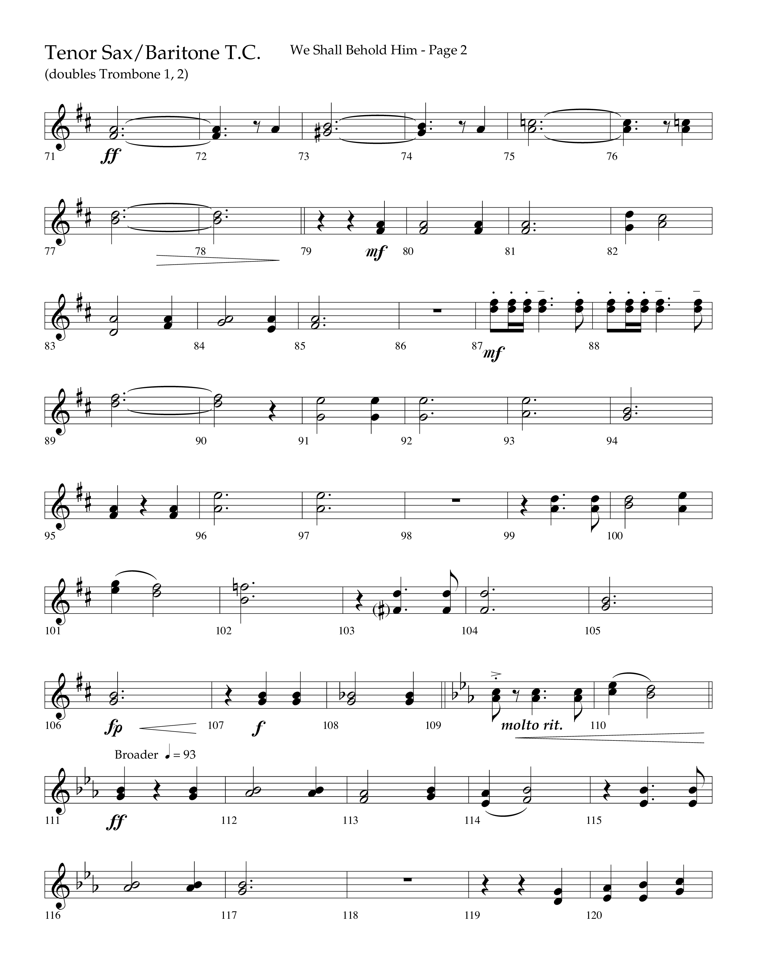 We Shall Behold Him (Choral Anthem SATB) Tenor Sax/Baritone T.C. (Lifeway Choral / Arr. Russell Mauldin)