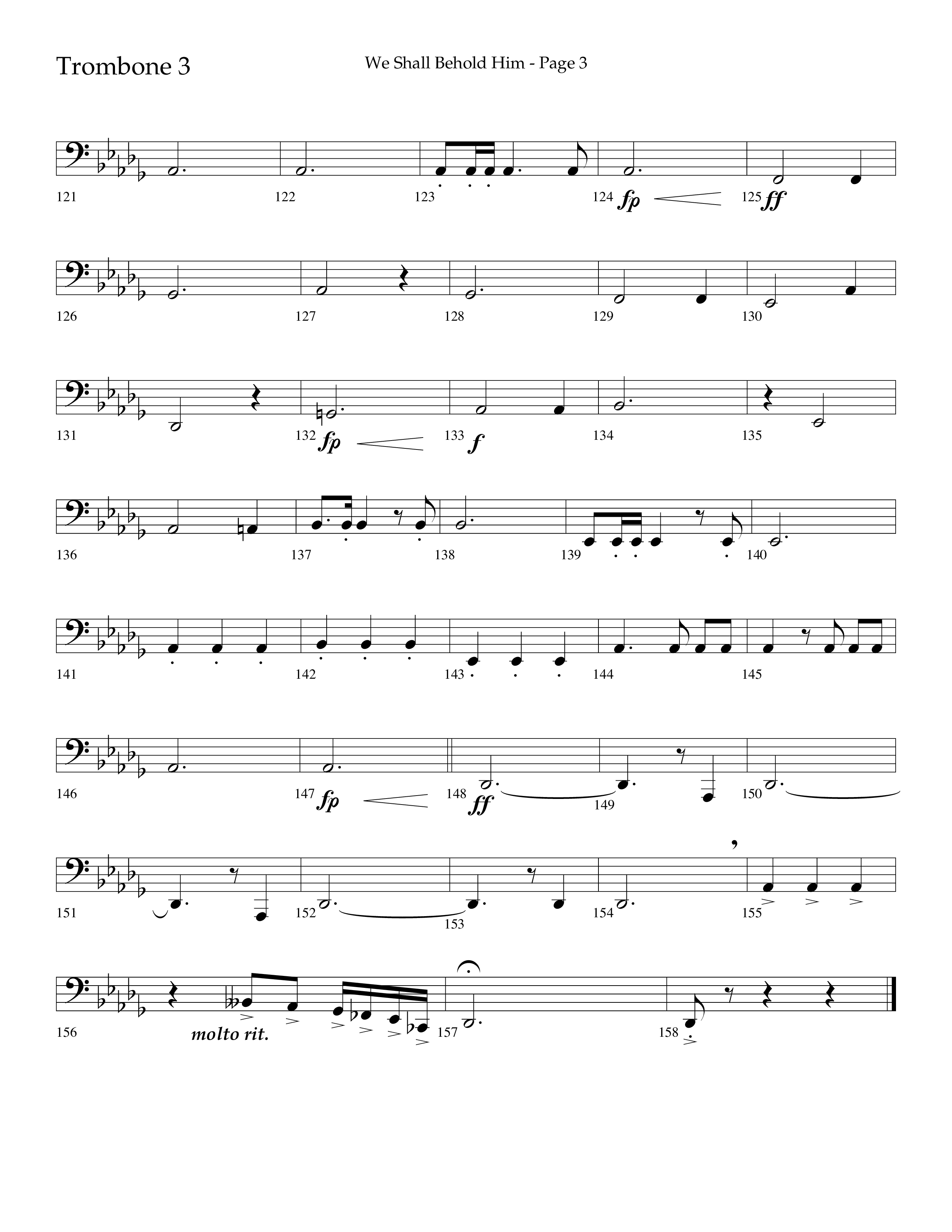 We Shall Behold Him (Choral Anthem SATB) Trombone 3 (Lifeway Choral / Arr. Russell Mauldin)