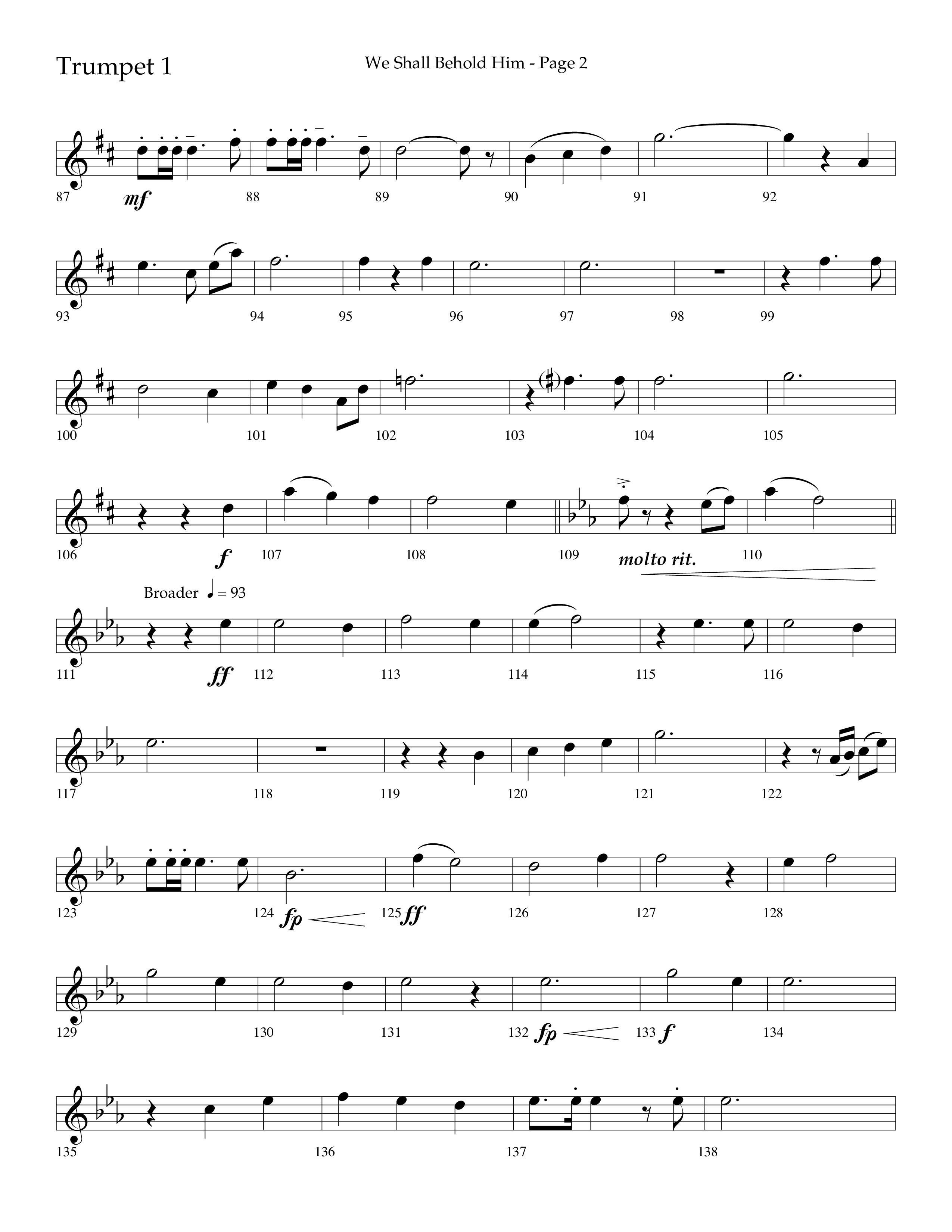 We Shall Behold Him (Choral Anthem SATB) Trumpet 1 (Lifeway Choral / Arr. Russell Mauldin)
