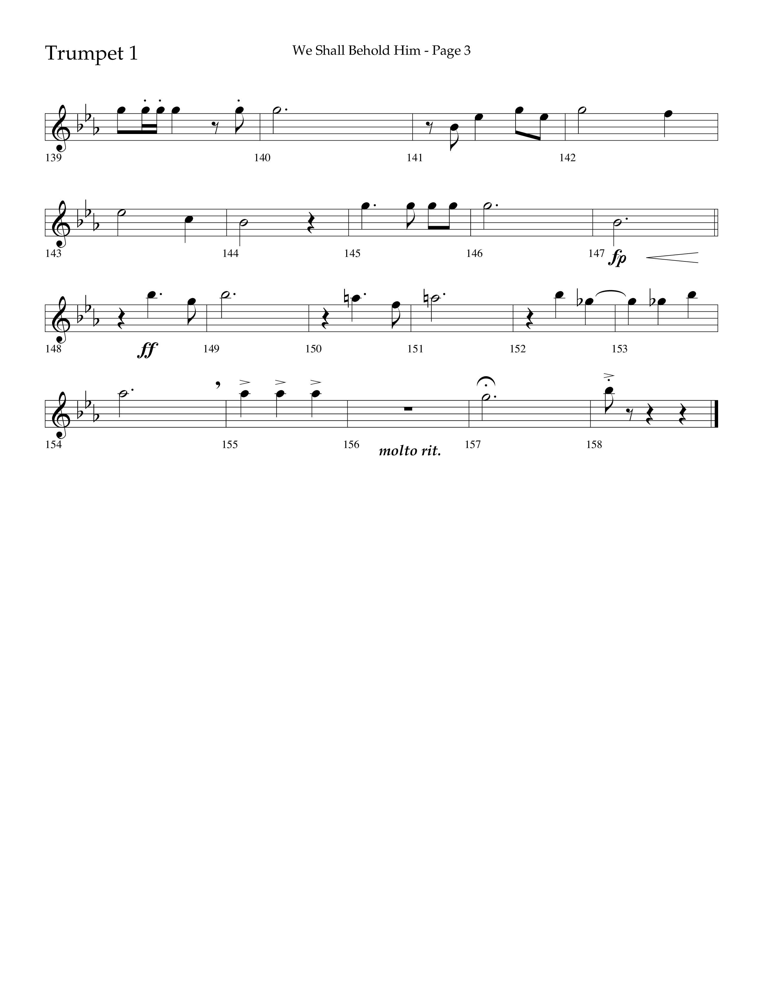 We Shall Behold Him (Choral Anthem SATB) Trumpet 1 (Lifeway Choral / Arr. Russell Mauldin)