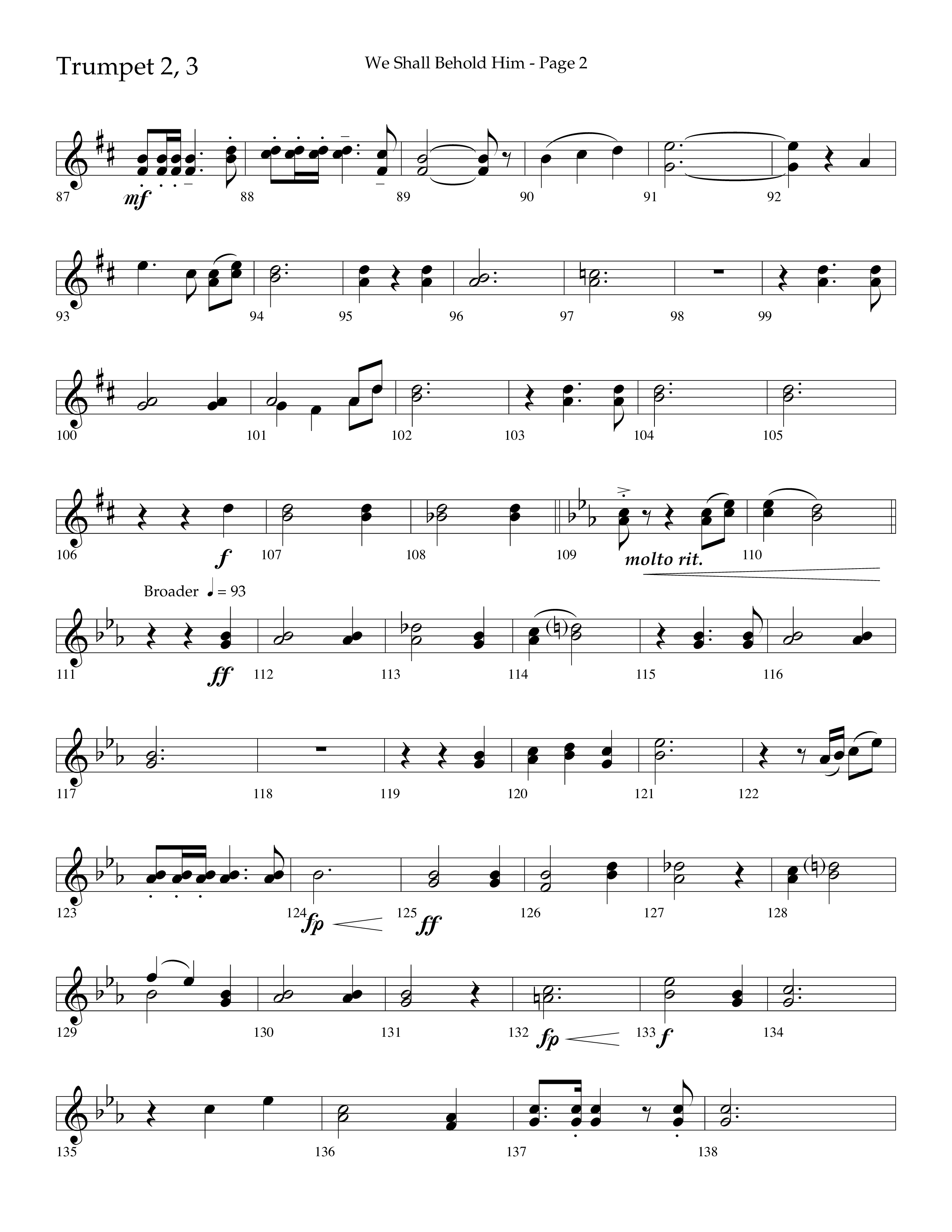 We Shall Behold Him (Choral Anthem SATB) Trumpet 2/3 (Lifeway Choral / Arr. Russell Mauldin)