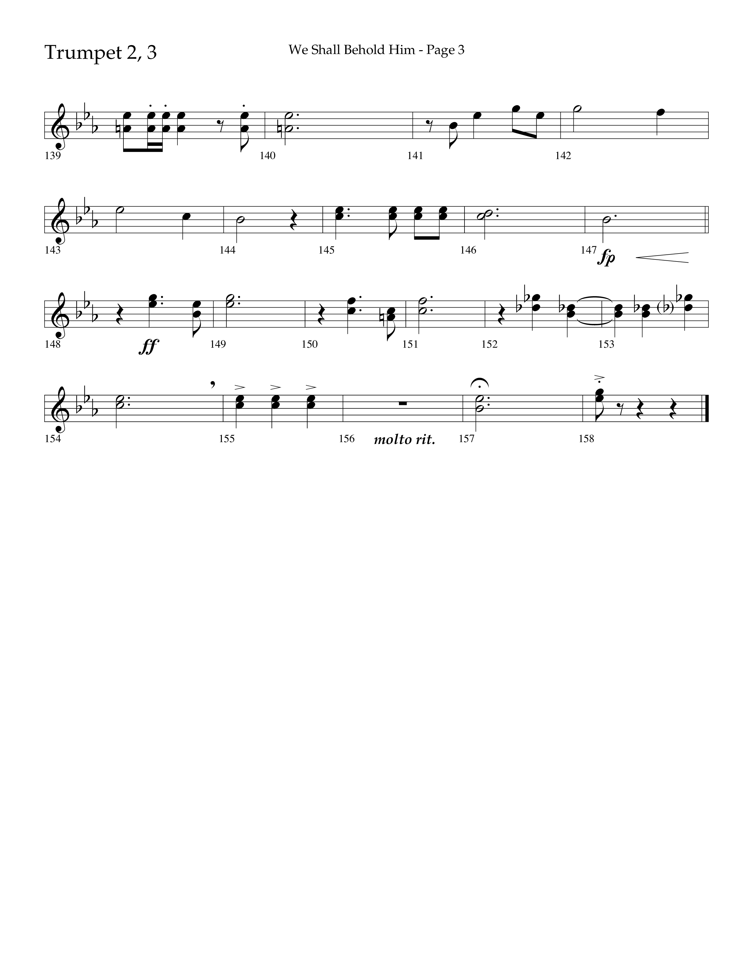 We Shall Behold Him (Choral Anthem SATB) Trumpet 2/3 (Lifeway Choral / Arr. Russell Mauldin)