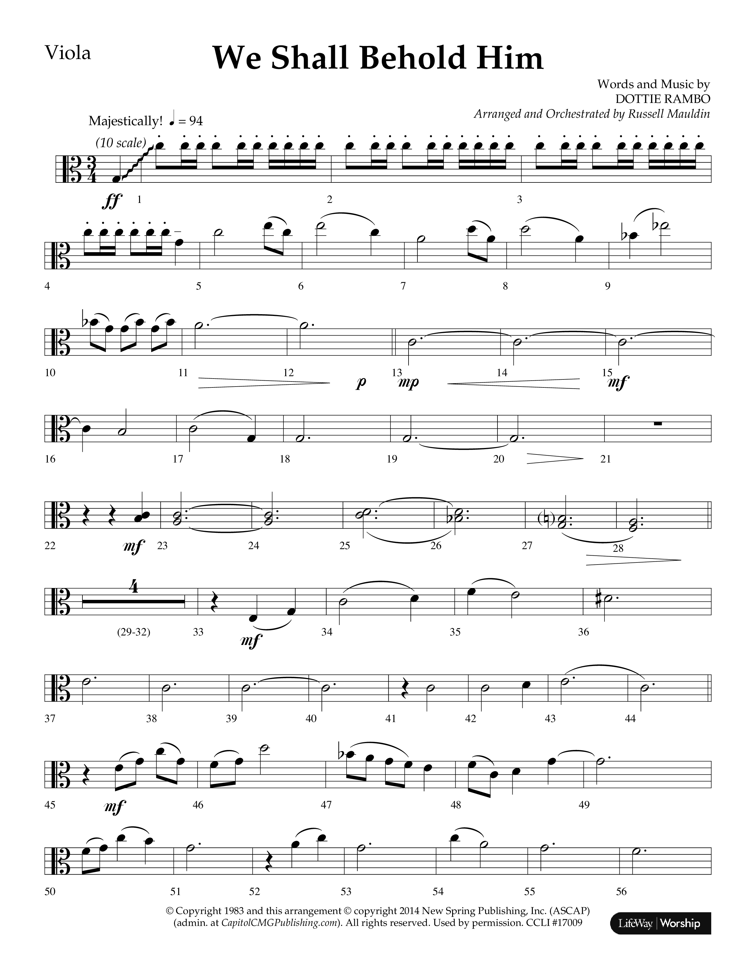 We Shall Behold Him (Choral Anthem SATB) Viola (Lifeway Choral / Arr. Russell Mauldin)