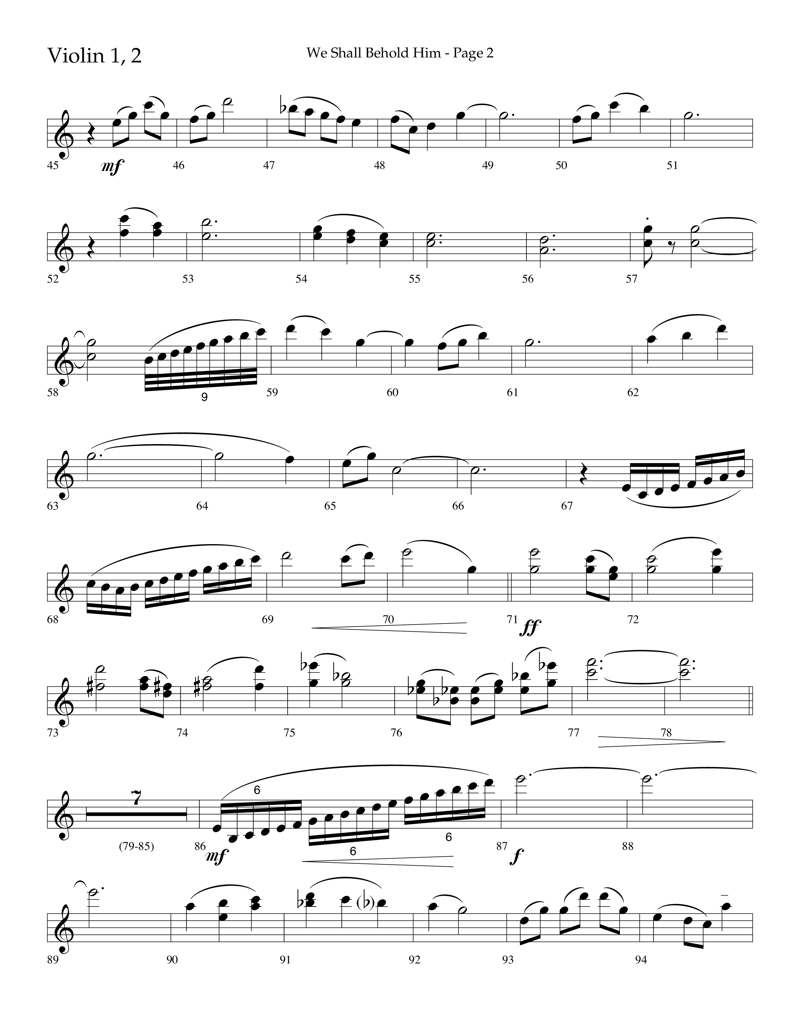 We Shall Behold Him (Choral Anthem SATB) Violin 1/2 (Lifeway Choral / Arr. Russell Mauldin)