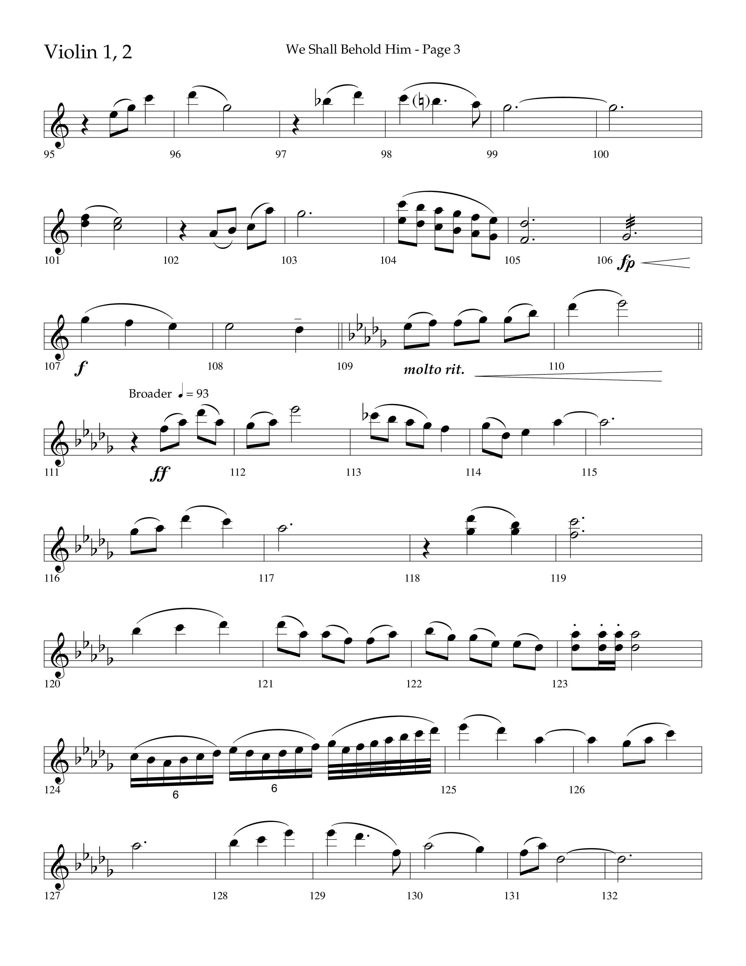 We Shall Behold Him (Choral Anthem SATB) Violin 1/2 (Lifeway Choral / Arr. Russell Mauldin)