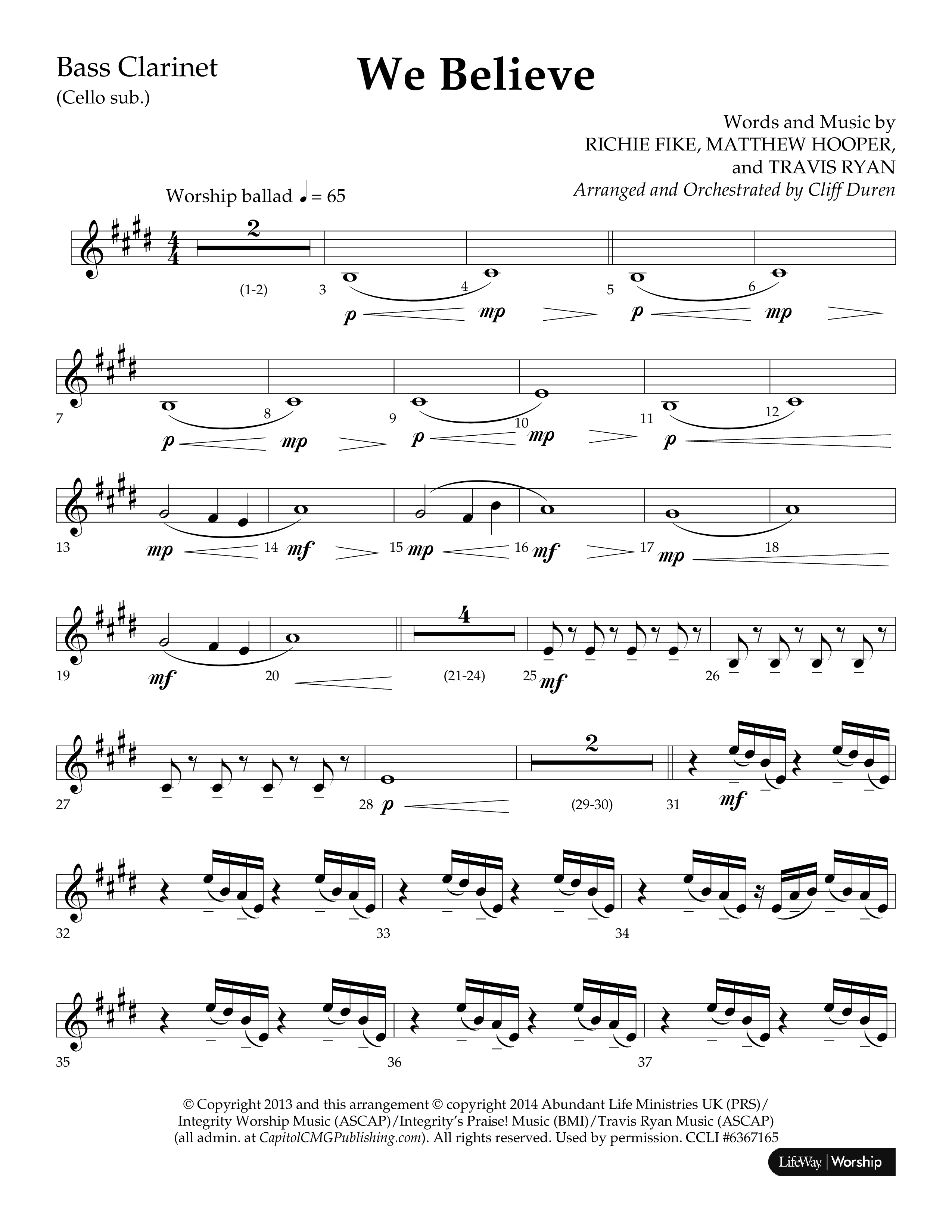 We Believe (Choral Anthem SATB) Bass Clarinet (Lifeway Choral / Arr. Cliff Duren)