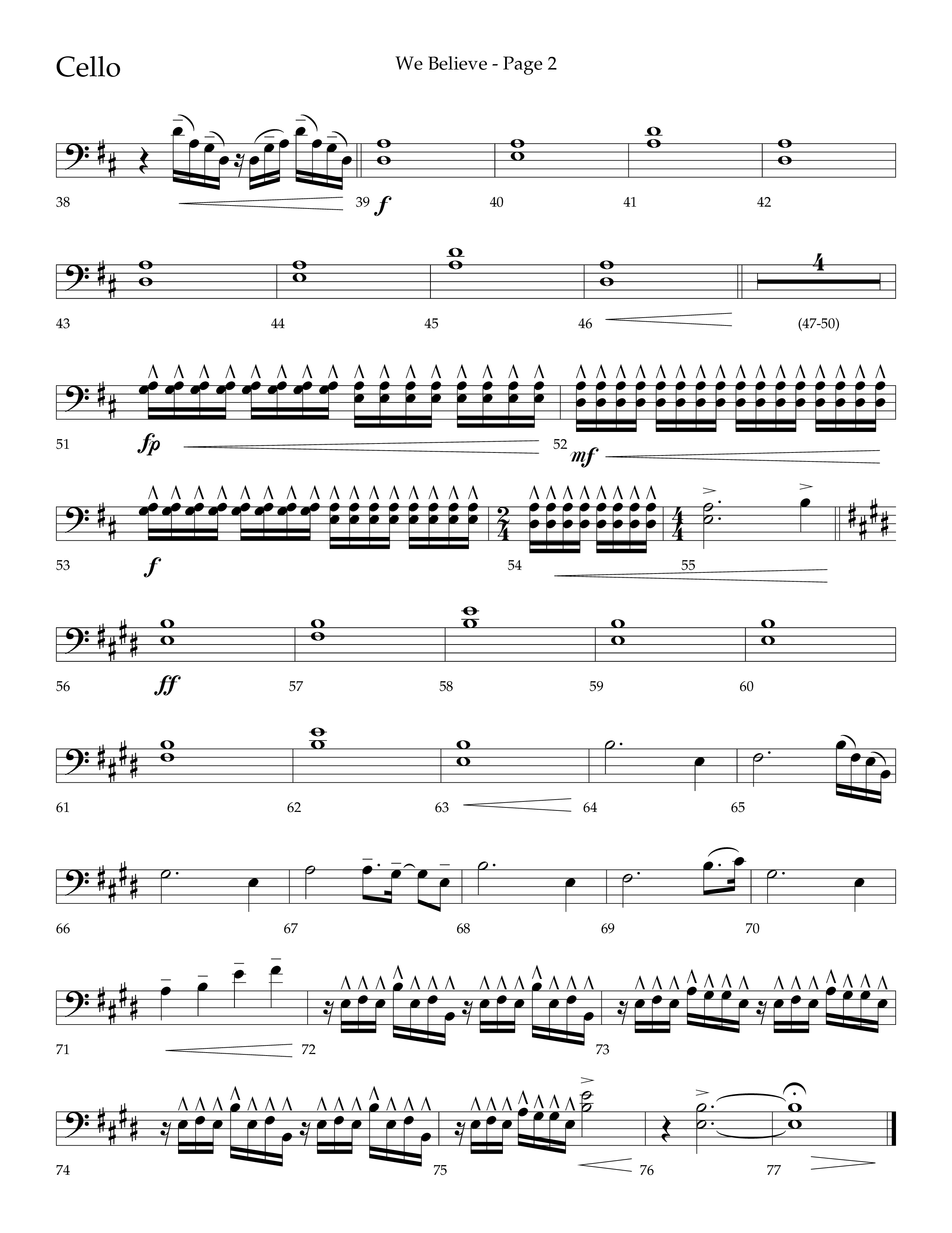 We Believe (Choral Anthem SATB) Cello (Lifeway Choral / Arr. Cliff Duren)