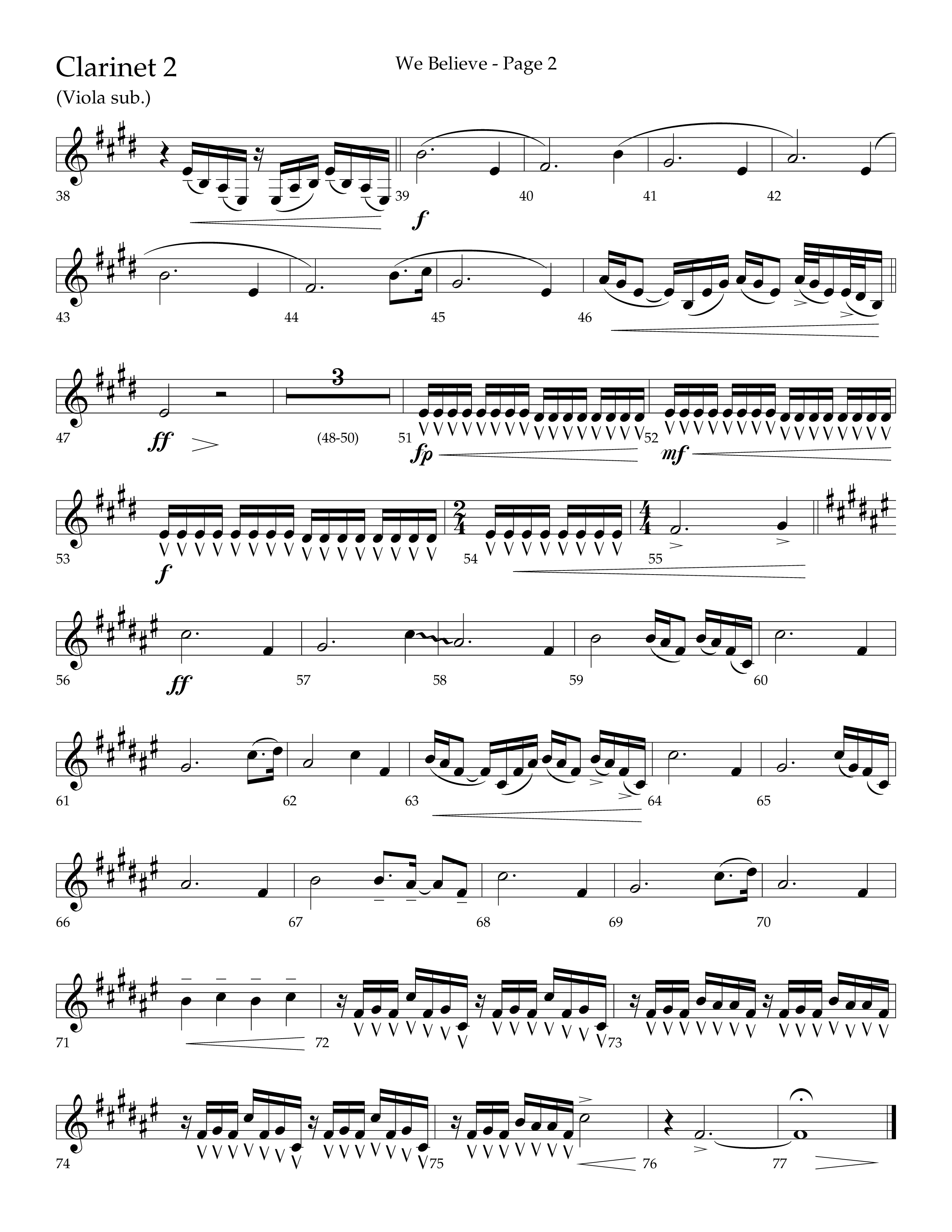 We Believe (Choral Anthem SATB) Clarinet 1/2 (Lifeway Choral / Arr. Cliff Duren)