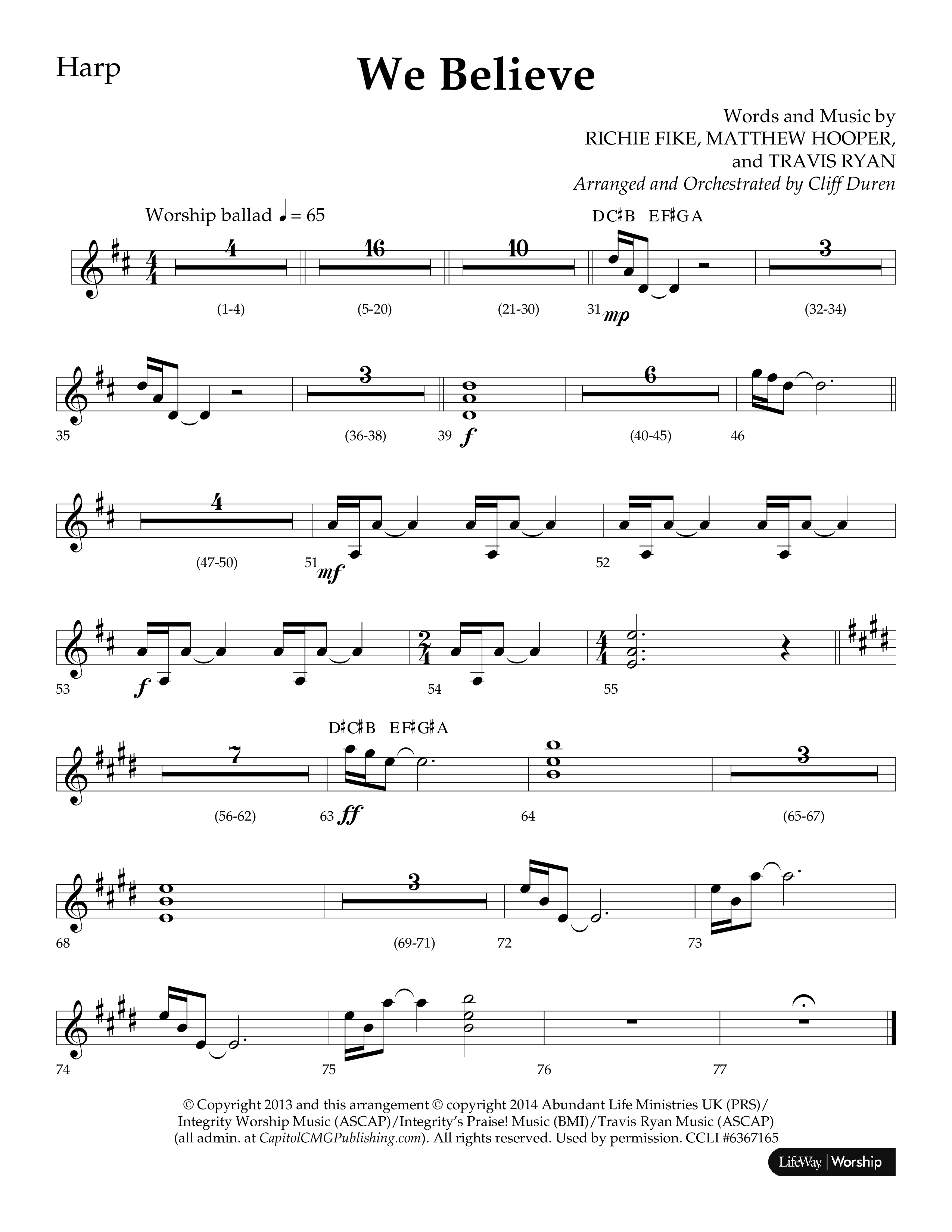 We Believe (Choral Anthem SATB) Harp (Lifeway Choral / Arr. Cliff Duren)
