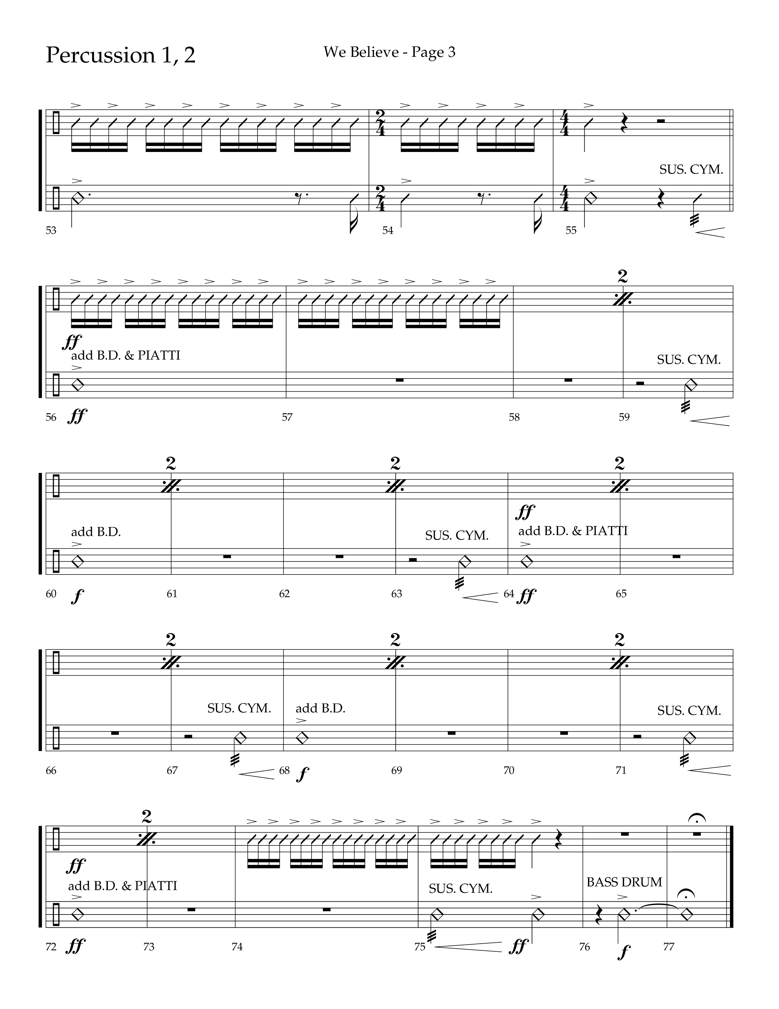 We Believe (Choral Anthem SATB) Percussion 1/2 (Lifeway Choral / Arr. Cliff Duren)