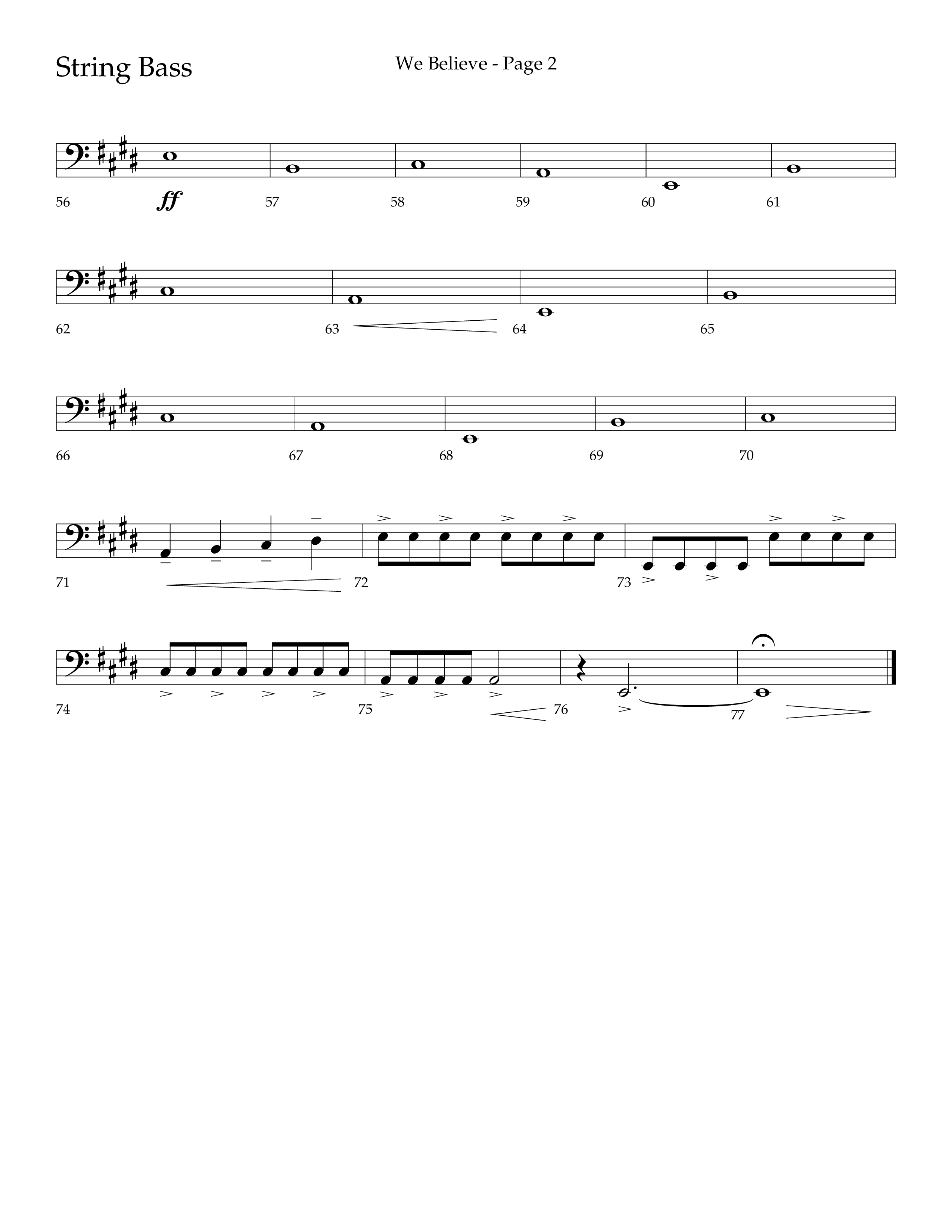 We Believe (Choral Anthem SATB) String Bass (Lifeway Choral / Arr. Cliff Duren)