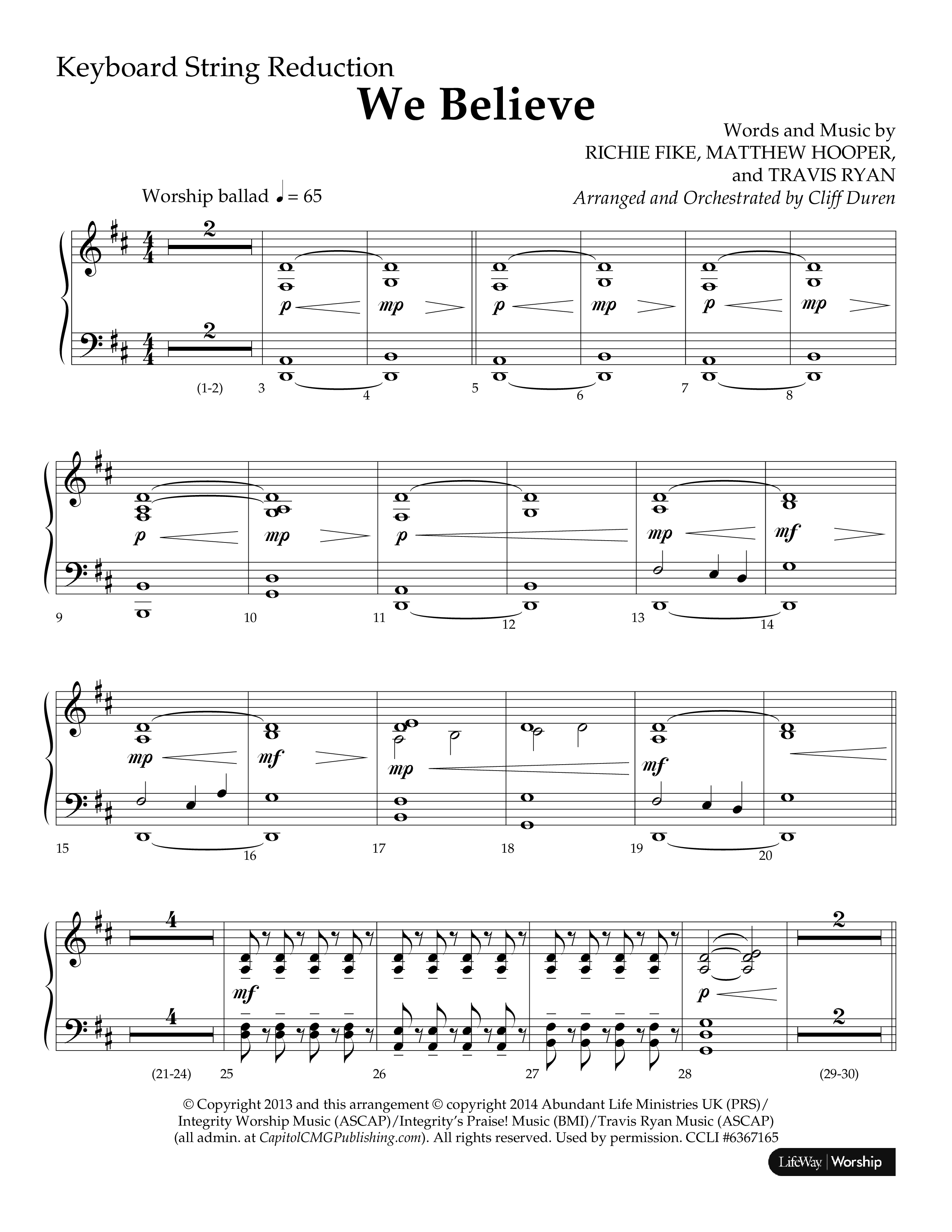 We Believe (Choral Anthem SATB) String Reduction (Lifeway Choral / Arr. Cliff Duren)