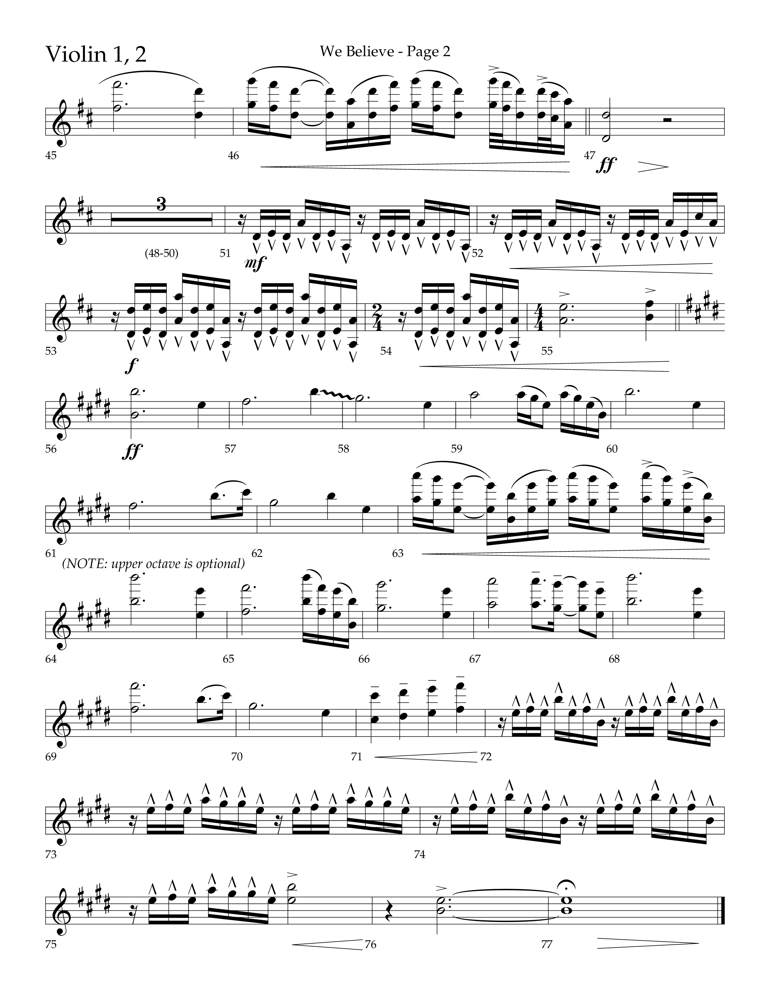We Believe (Choral Anthem SATB) Violin 1/2 (Lifeway Choral / Arr. Cliff Duren)