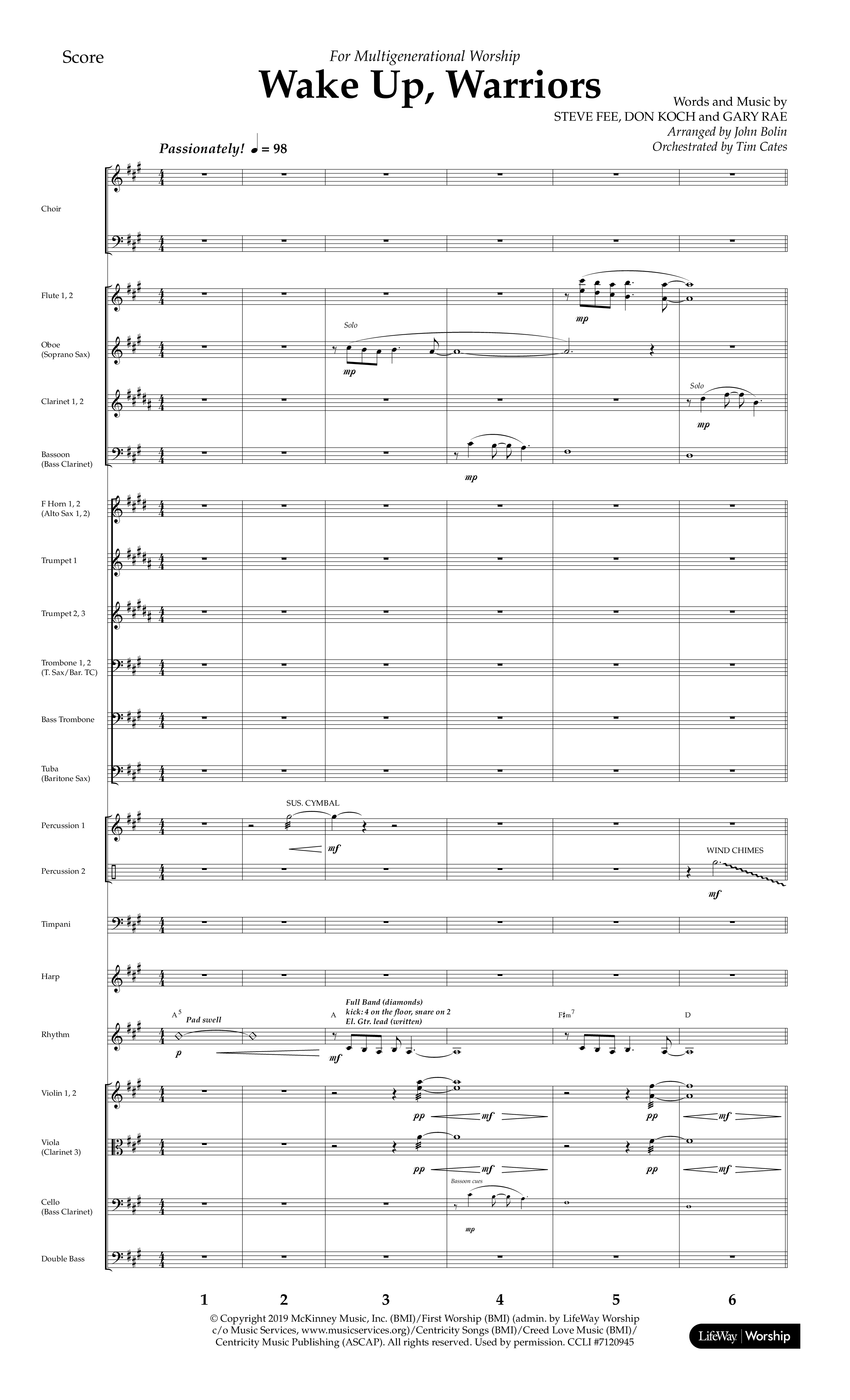 Wake Up Warriors (Choral Anthem SATB) Conductor's Score (Lifeway Choral / Arr. John Bolin / Orch. Tim Cates)