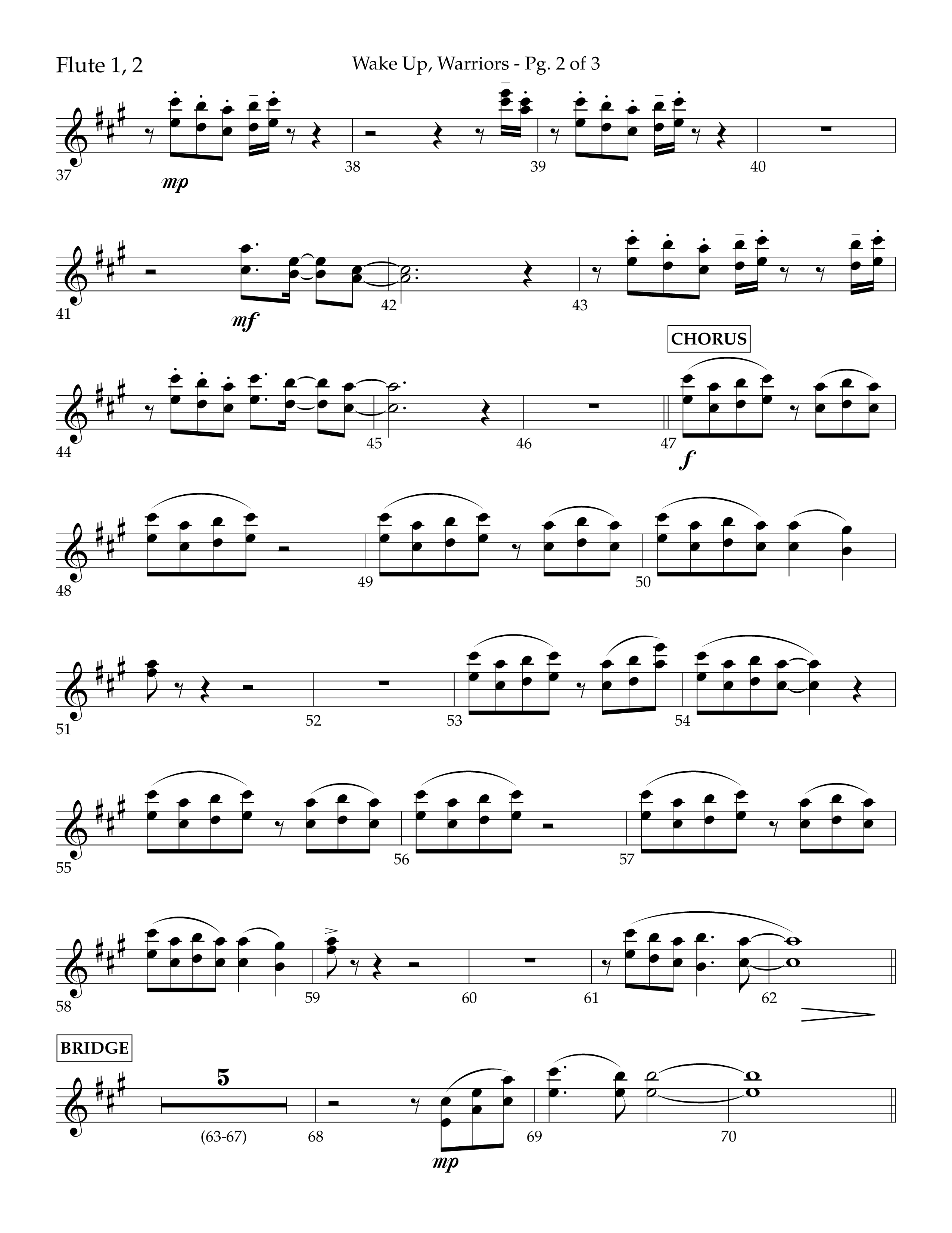 Wake Up Warriors (Choral Anthem SATB) Flute 1/2 (Lifeway Choral / Arr. John Bolin / Orch. Tim Cates)