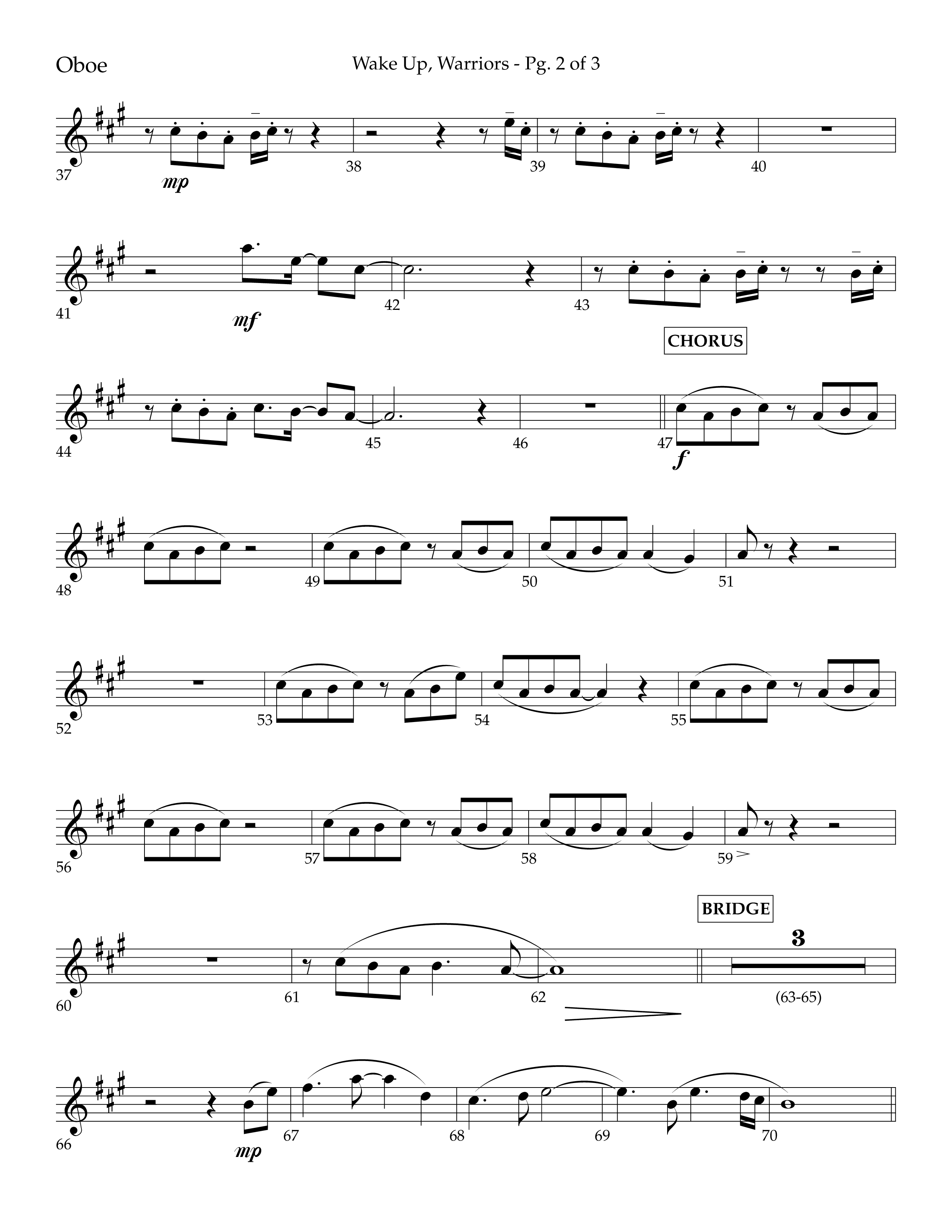 Wake Up Warriors (Choral Anthem SATB) Oboe (Lifeway Choral / Arr. John Bolin / Orch. Tim Cates)