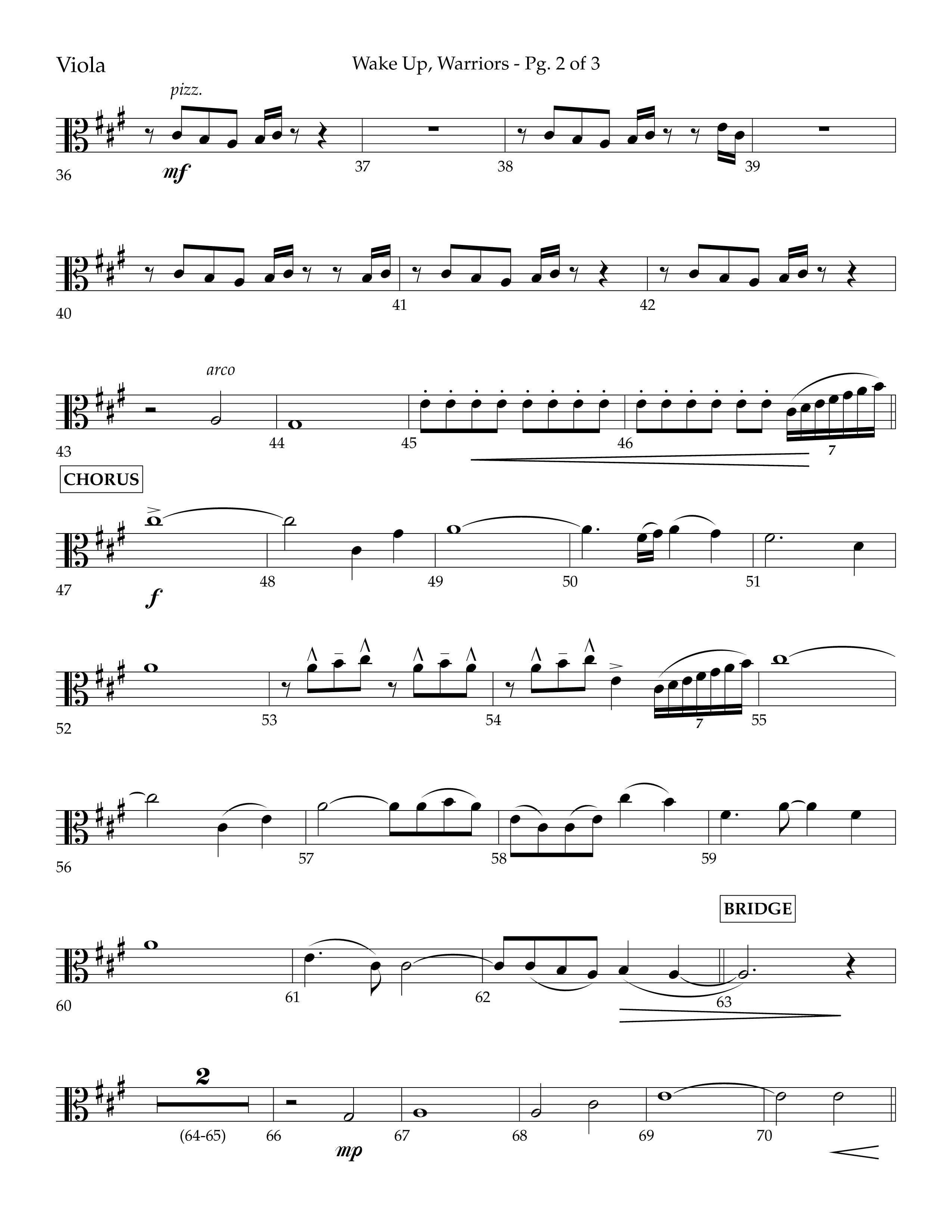 Wake Up Warriors (Choral Anthem SATB) Viola (Lifeway Choral / Arr. John Bolin / Orch. Tim Cates)