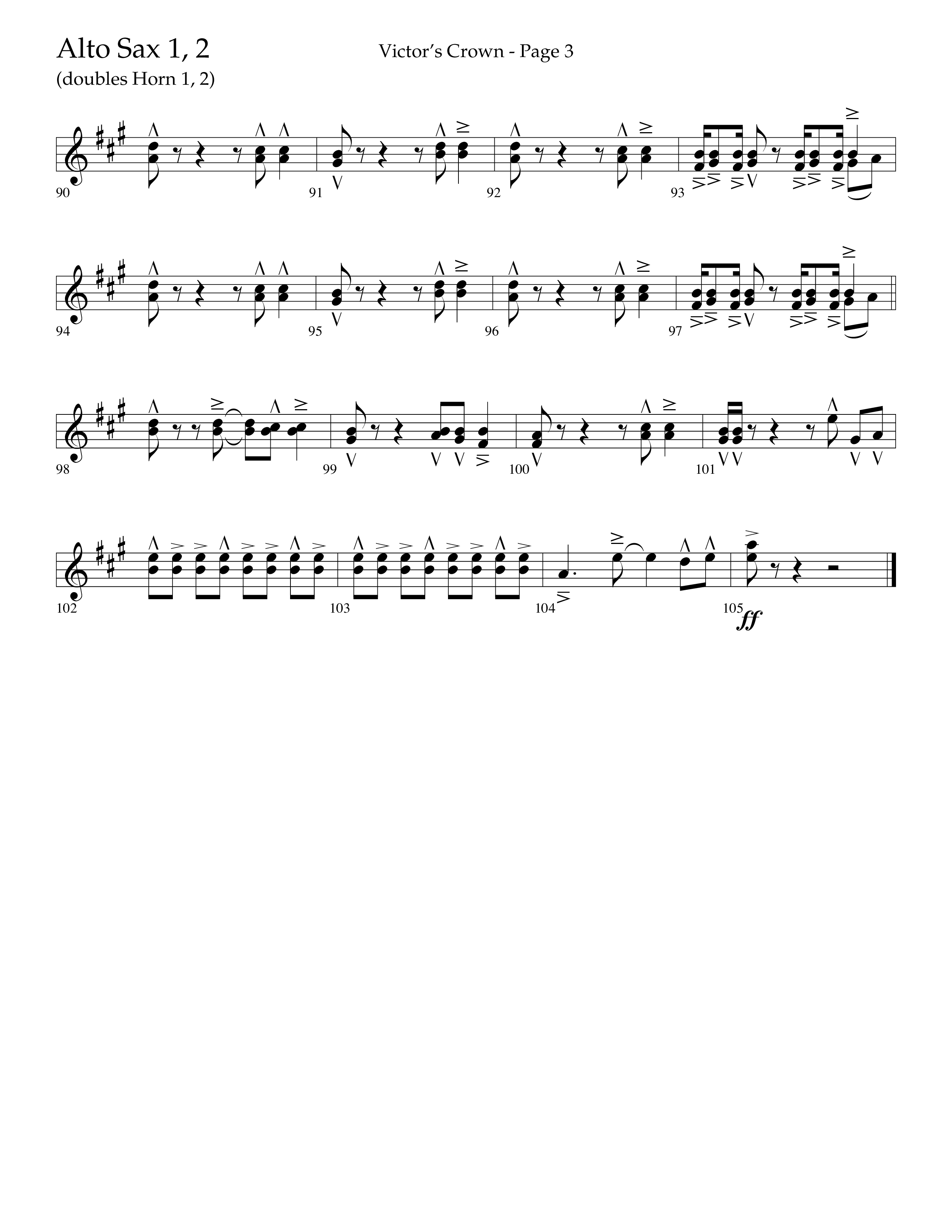 Victor's Crown (Choral Anthem SATB) Alto Sax 1/2 (Lifeway Choral / Arr. David T. Clydesdale)