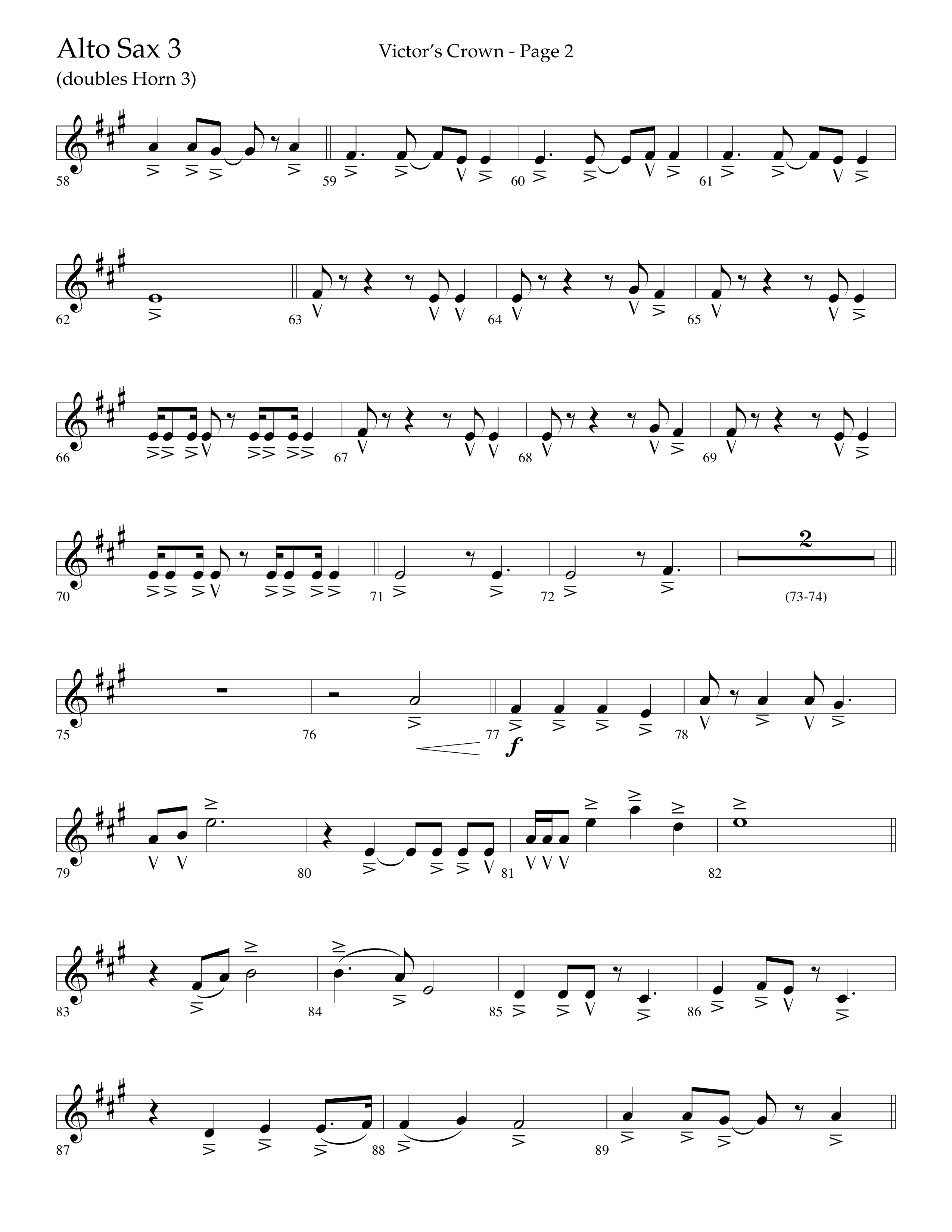 Victor's Crown (Choral Anthem SATB) Alto Sax (Lifeway Choral / Arr. David T. Clydesdale)
