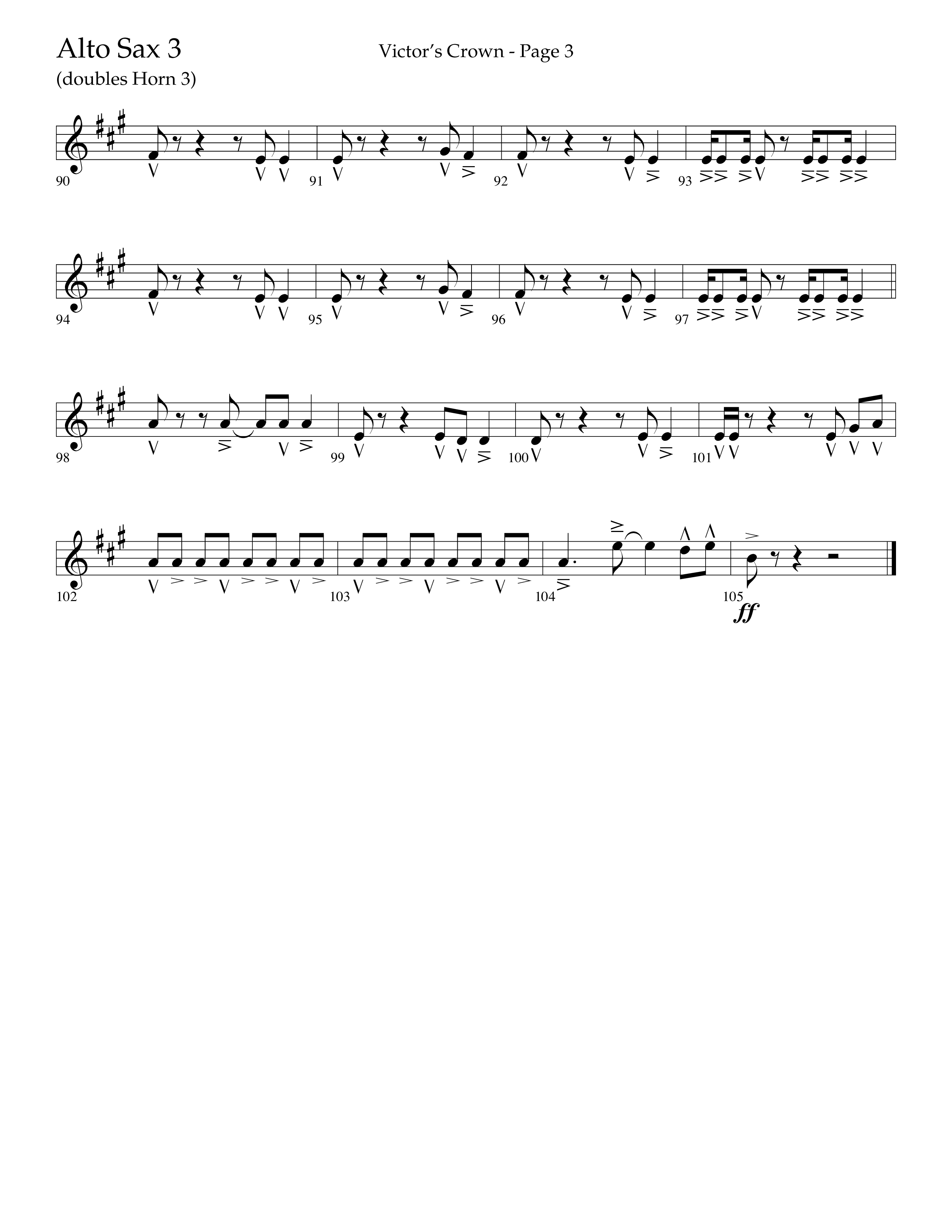 Victor's Crown (Choral Anthem SATB) Alto Sax (Lifeway Choral / Arr. David T. Clydesdale)