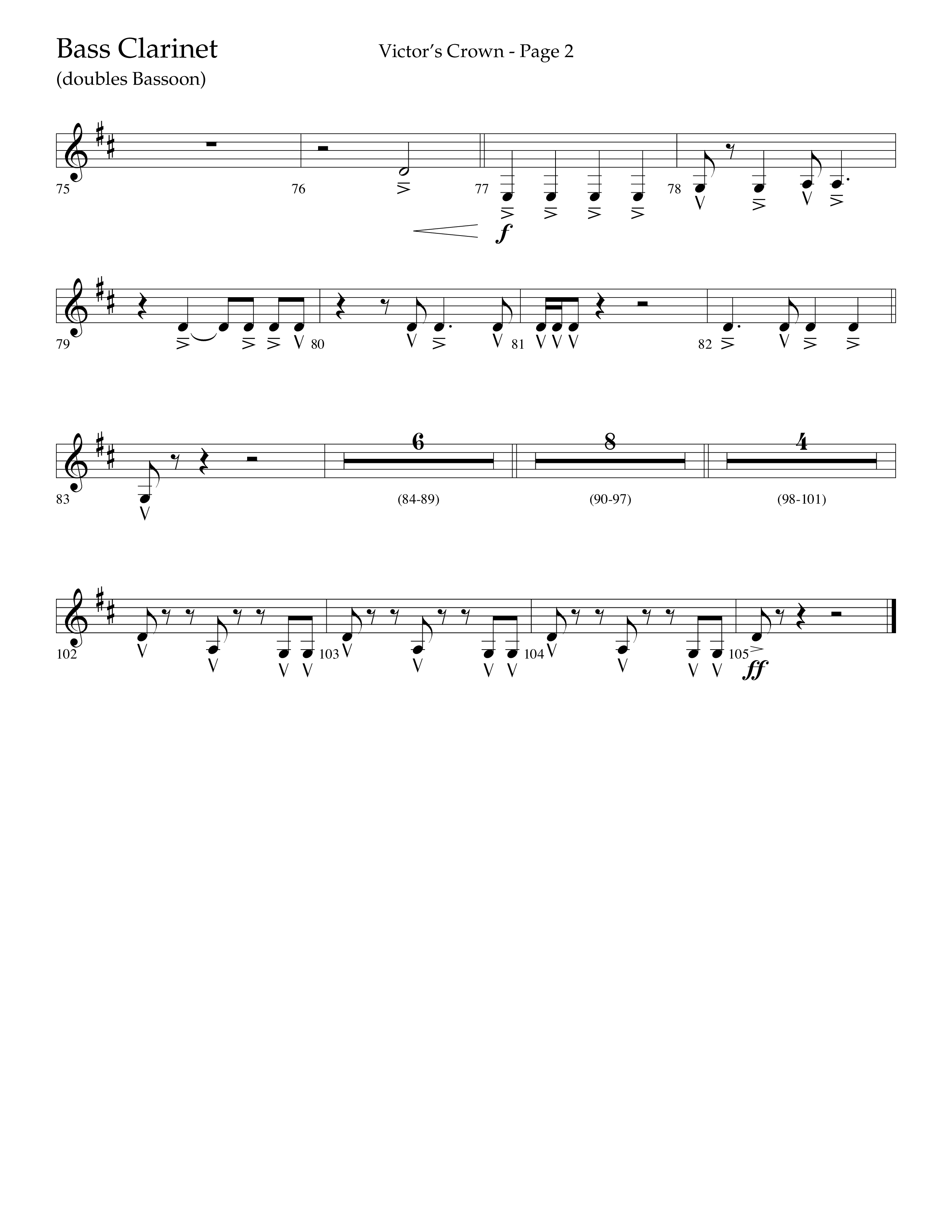 Victor's Crown (Choral Anthem SATB) Bass Clarinet (Lifeway Choral / Arr. David T. Clydesdale)