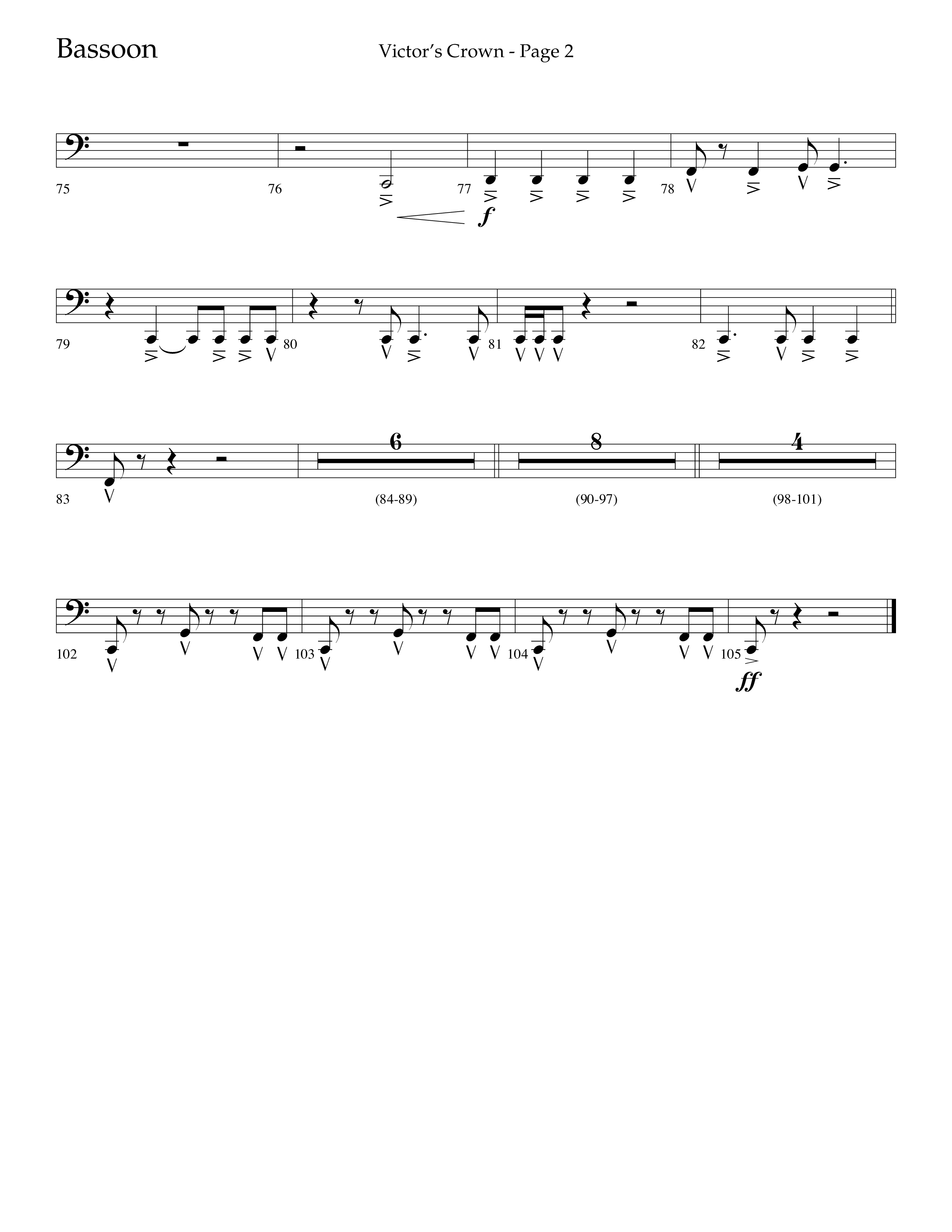 Victor's Crown (Choral Anthem SATB) Bassoon (Lifeway Choral / Arr. David T. Clydesdale)