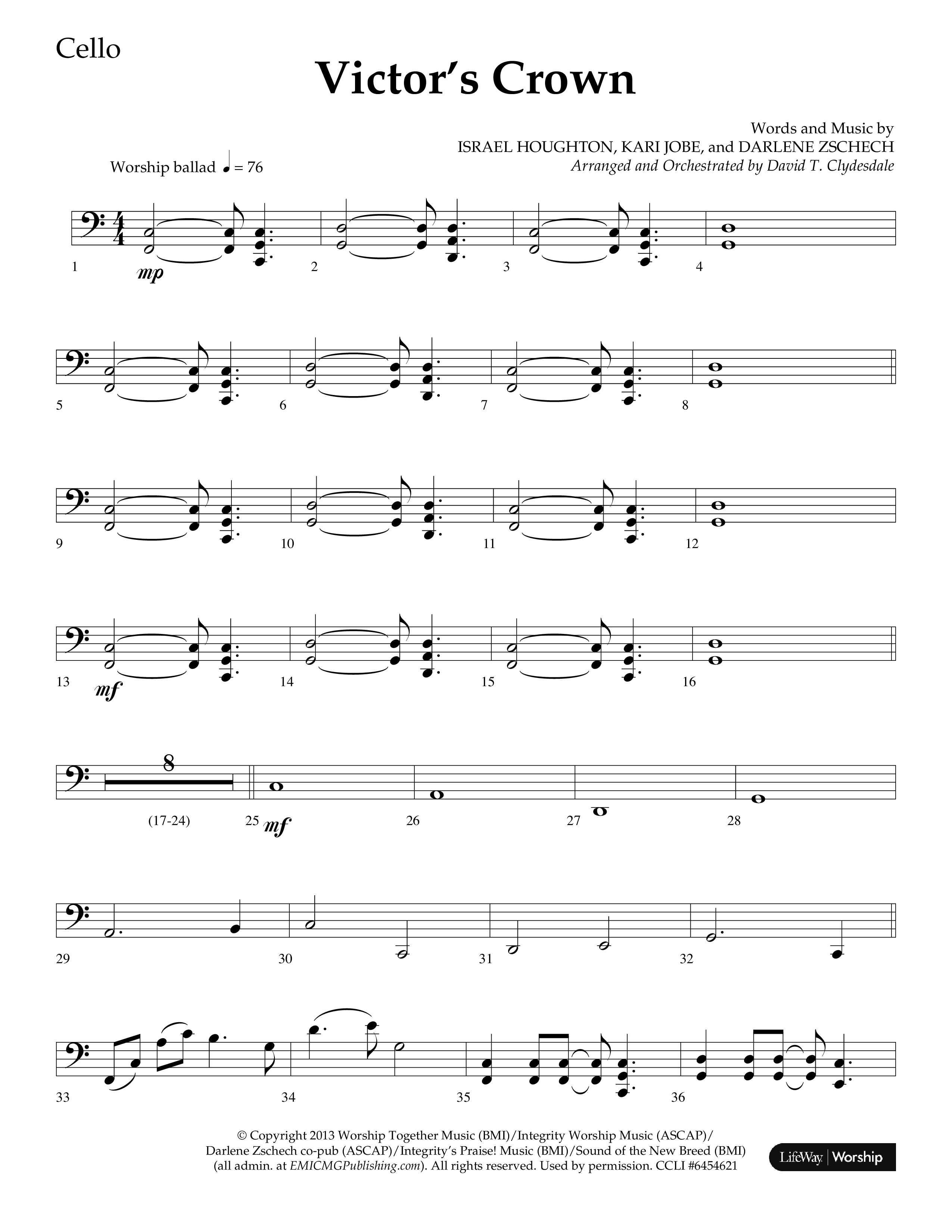 Victor's Crown (Choral Anthem SATB) Cello (Lifeway Choral / Arr. David T. Clydesdale)
