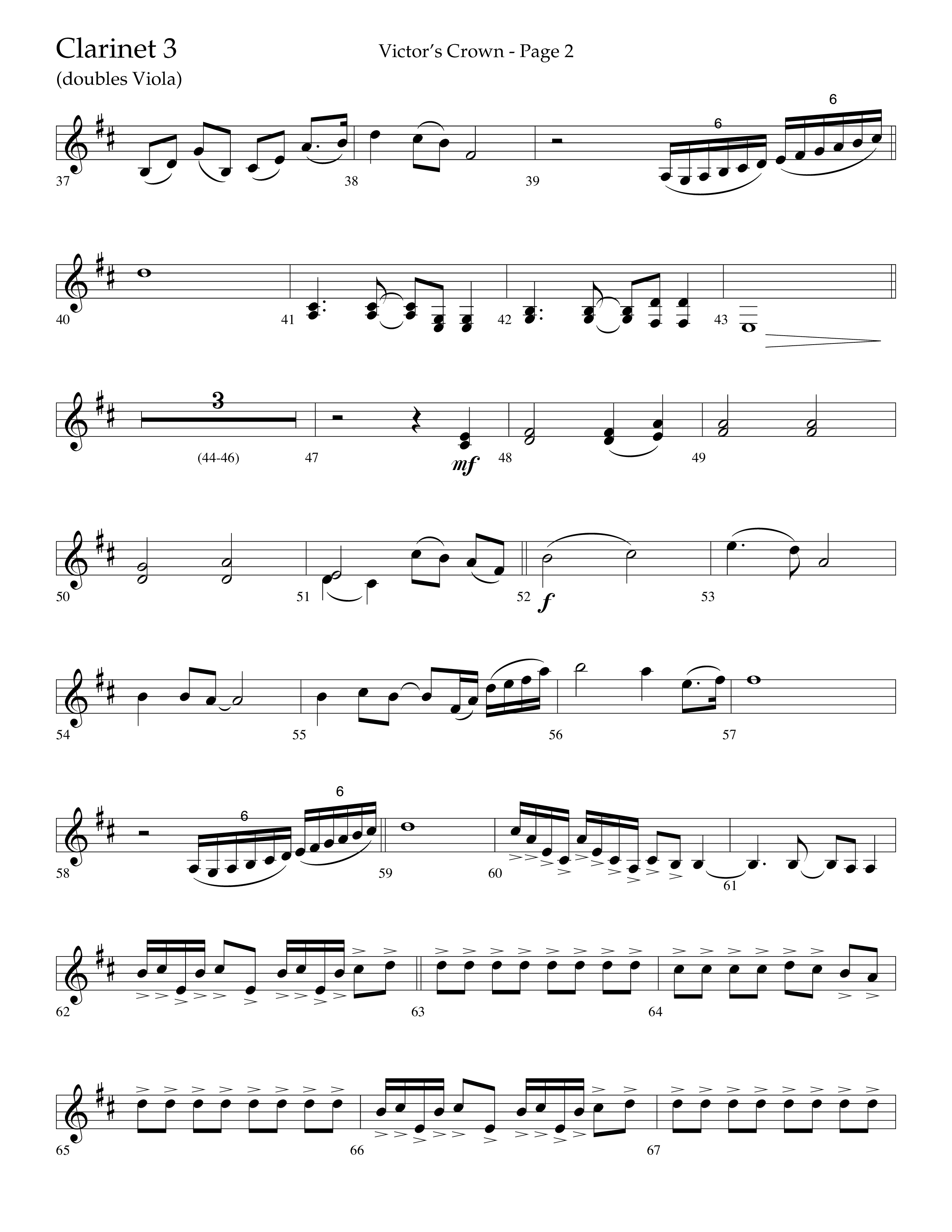 Victor's Crown (Choral Anthem SATB) Clarinet 3 (Lifeway Choral / Arr. David T. Clydesdale)