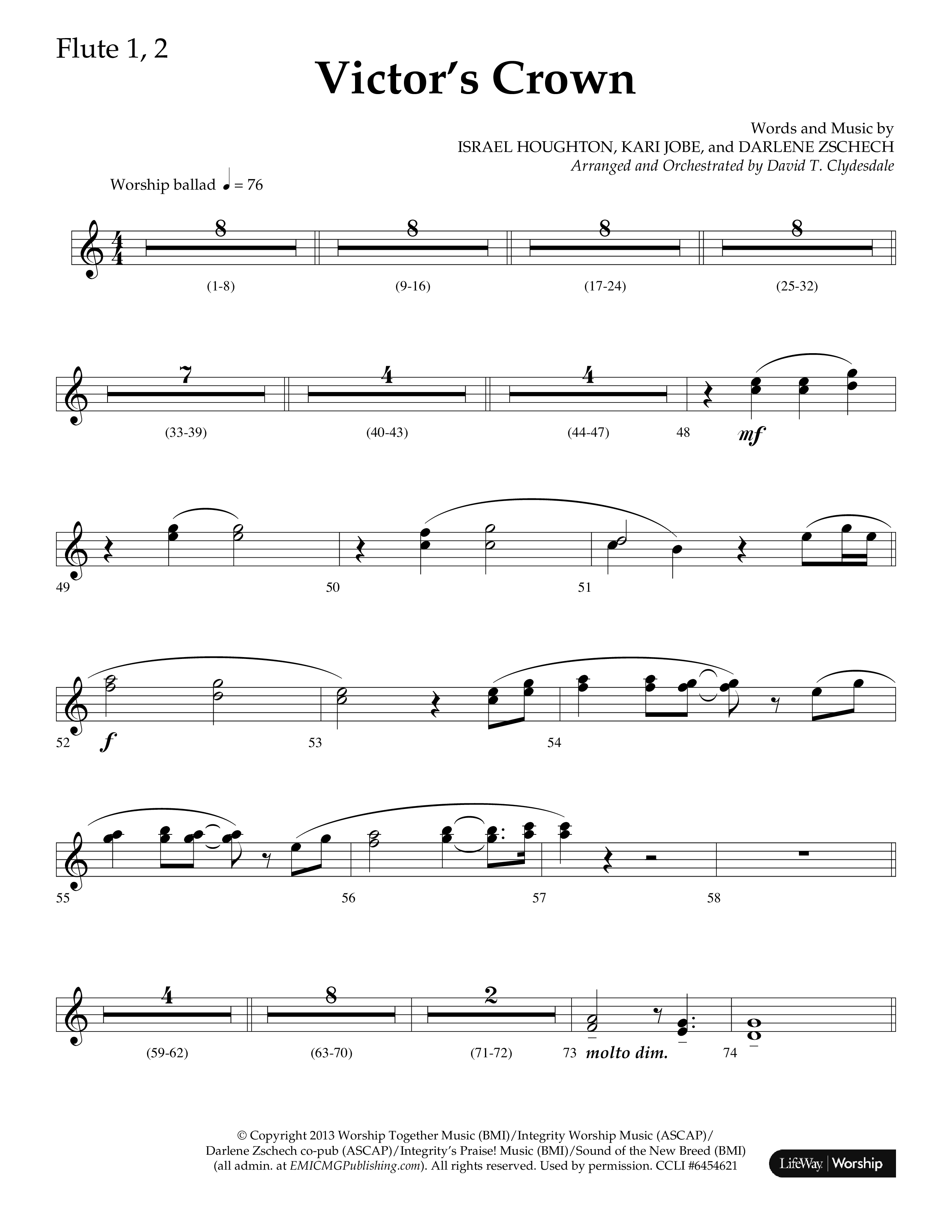 Victor's Crown (Choral Anthem SATB) Flute 1/2 (Lifeway Choral / Arr. David T. Clydesdale)