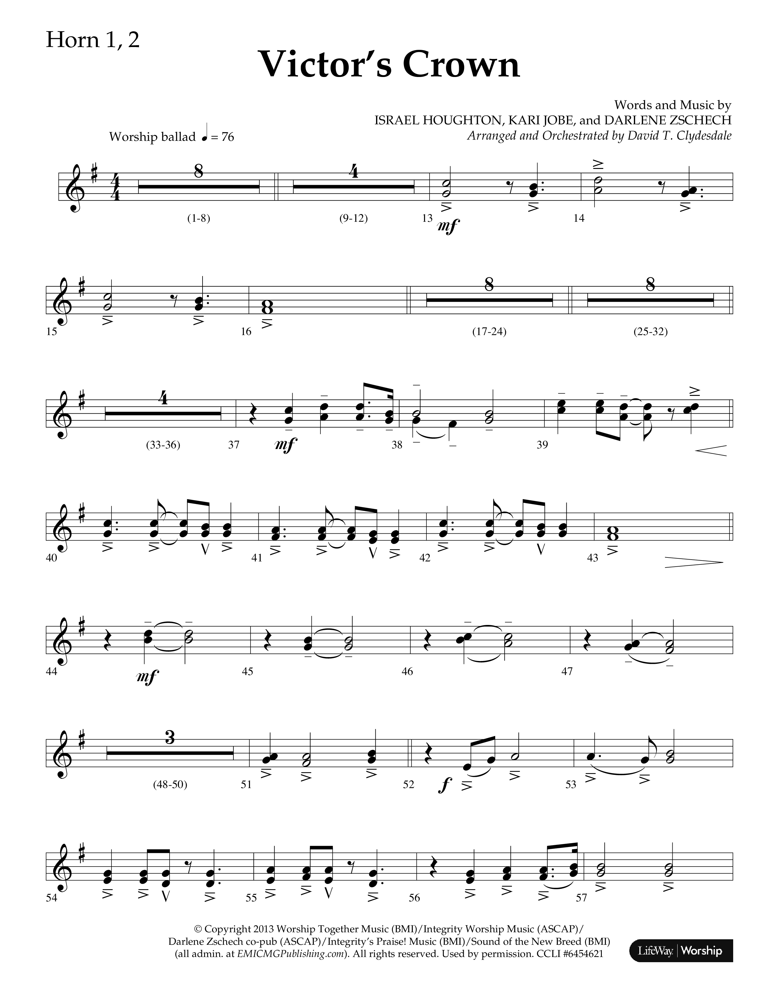 Victor's Crown (Choral Anthem SATB) French Horn 1/2 (Lifeway Choral / Arr. David T. Clydesdale)