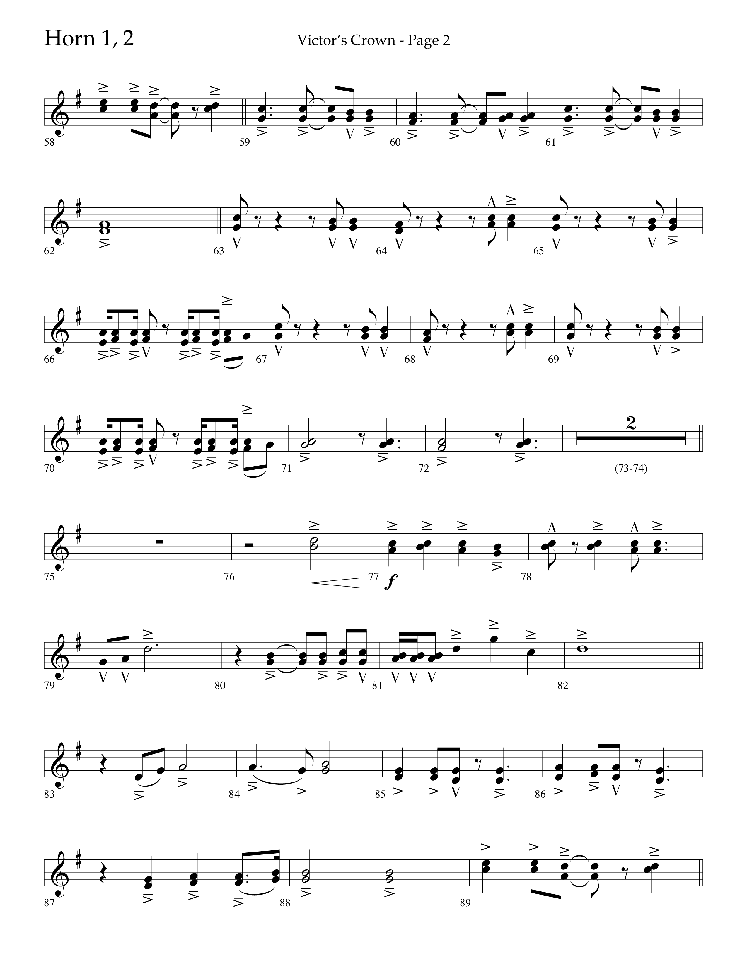 Victor's Crown (Choral Anthem SATB) French Horn 1/2 (Lifeway Choral / Arr. David T. Clydesdale)