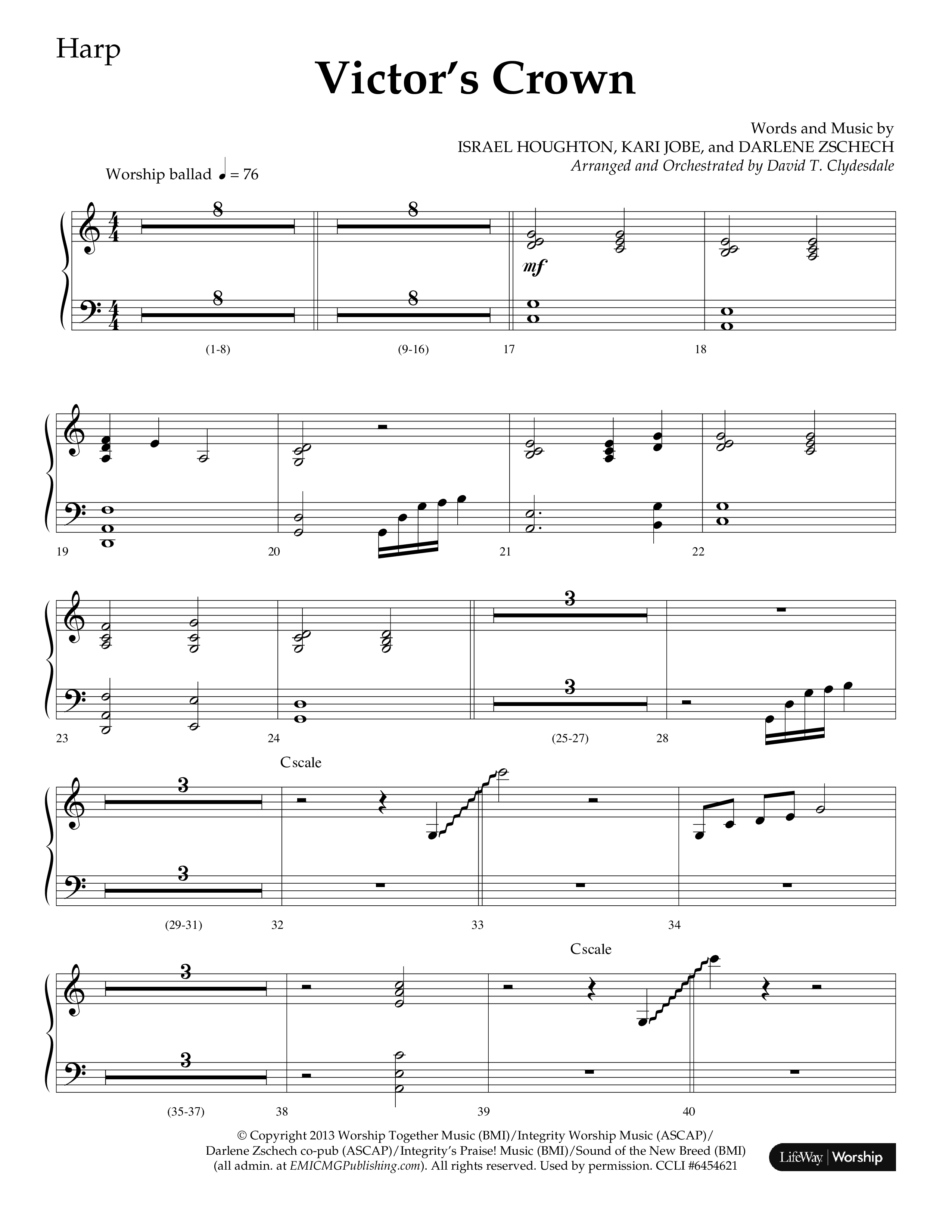 Victor's Crown (Choral Anthem SATB) Harp (Lifeway Choral / Arr. David T. Clydesdale)