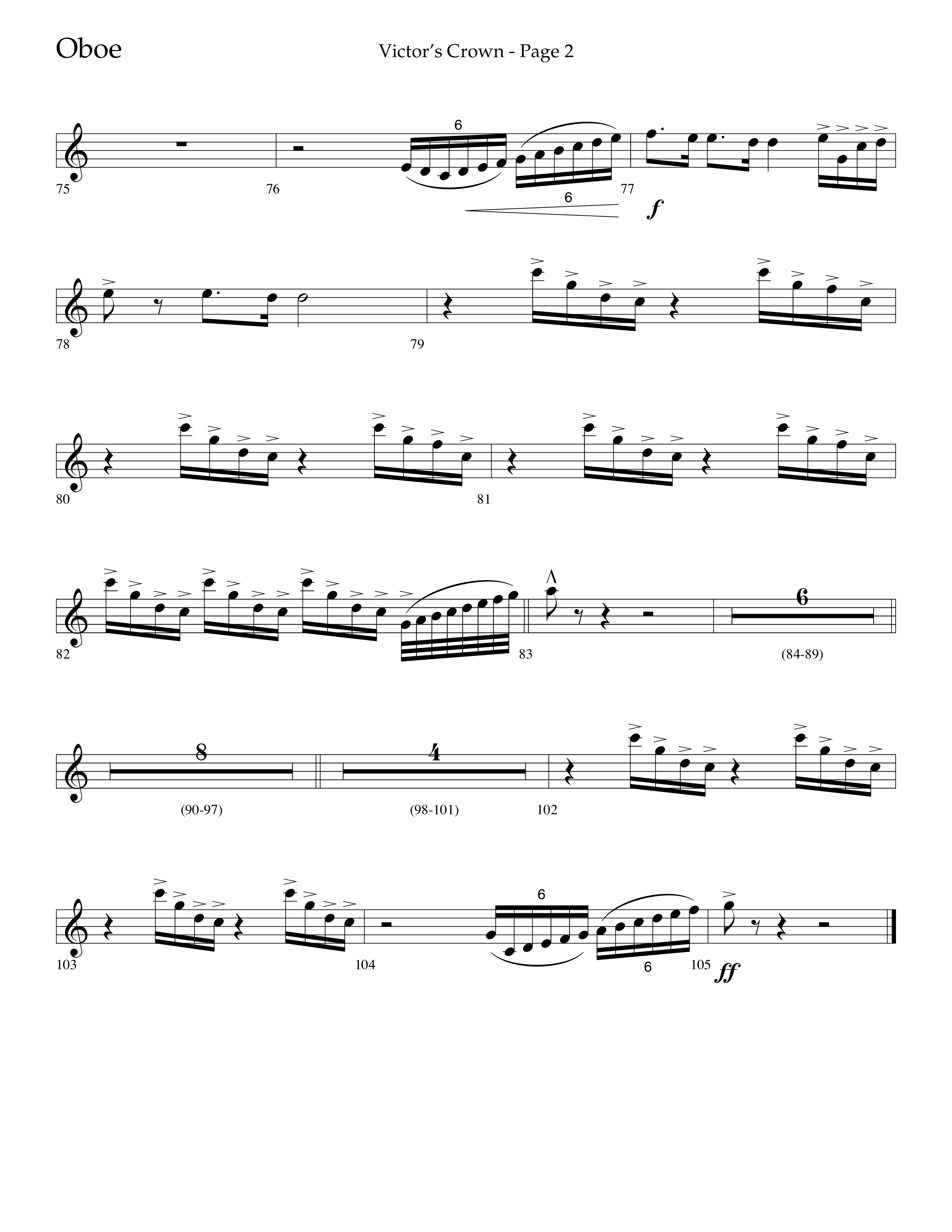 Victor's Crown (Choral Anthem SATB) Oboe (Lifeway Choral / Arr. David T. Clydesdale)