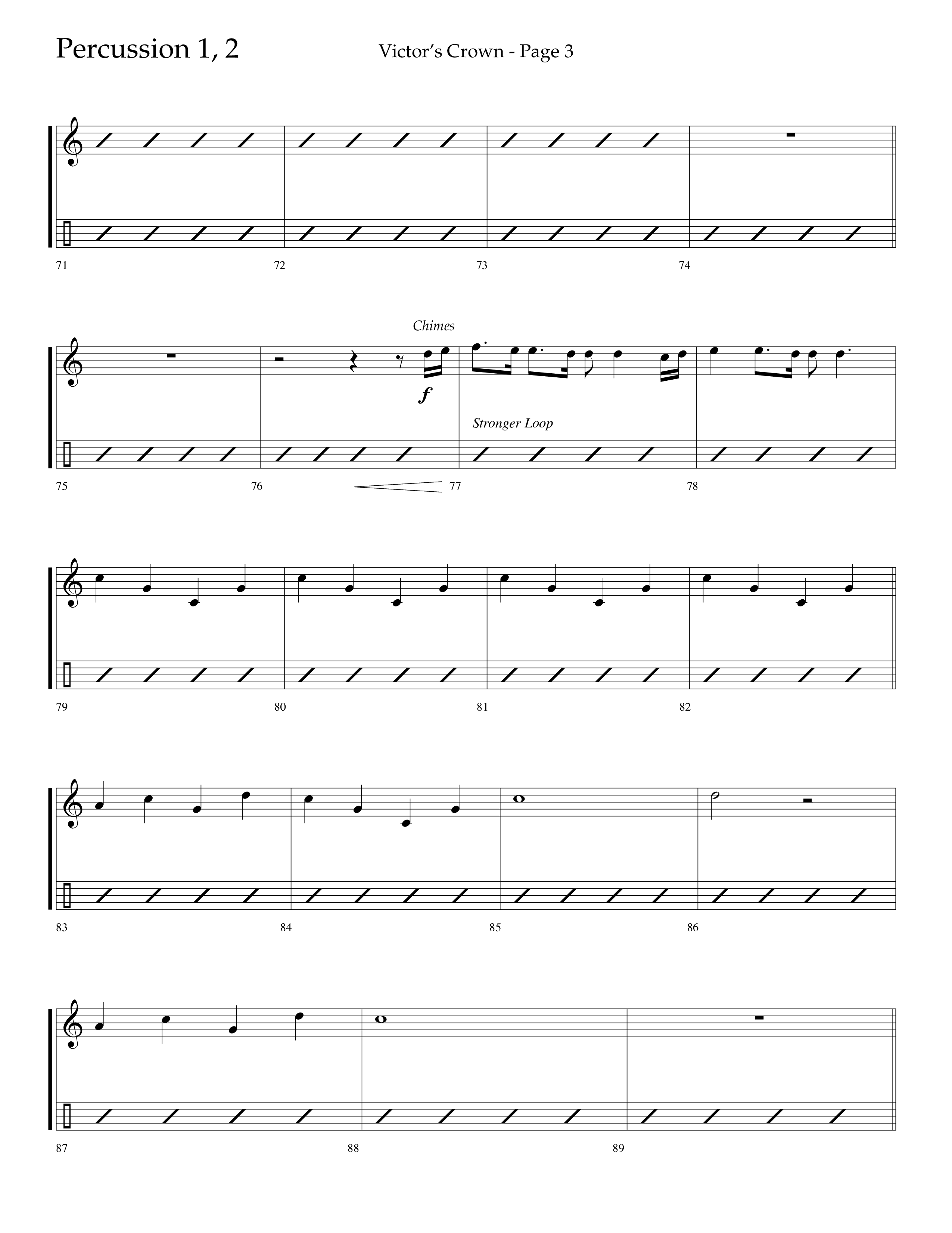 Victor's Crown (Choral Anthem SATB) Percussion 1/2 (Lifeway Choral / Arr. David T. Clydesdale)