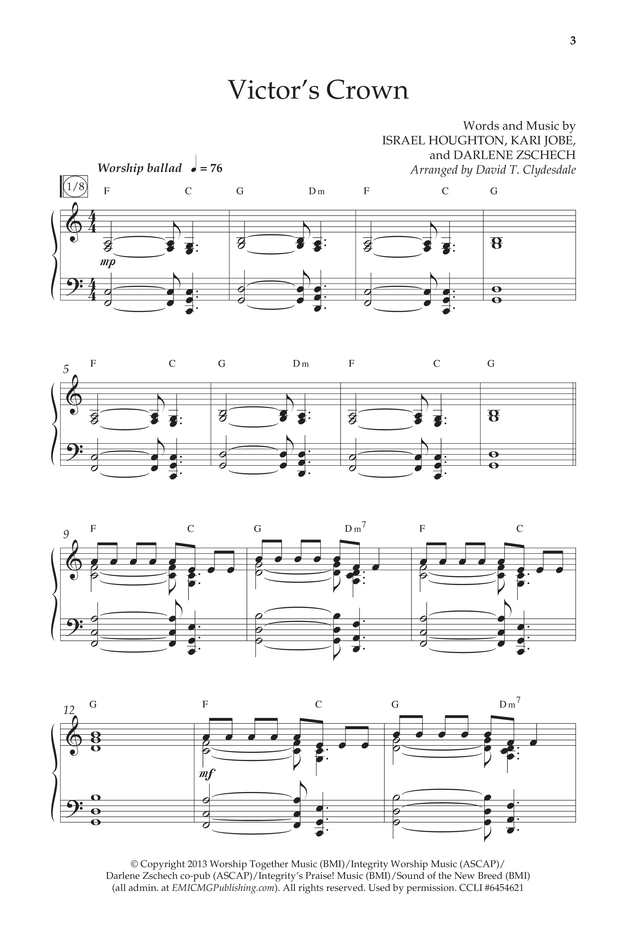 Victor's Crown (Choral Anthem SATB) Anthem (SATB/Piano) (Lifeway Choral / Arr. David T. Clydesdale)