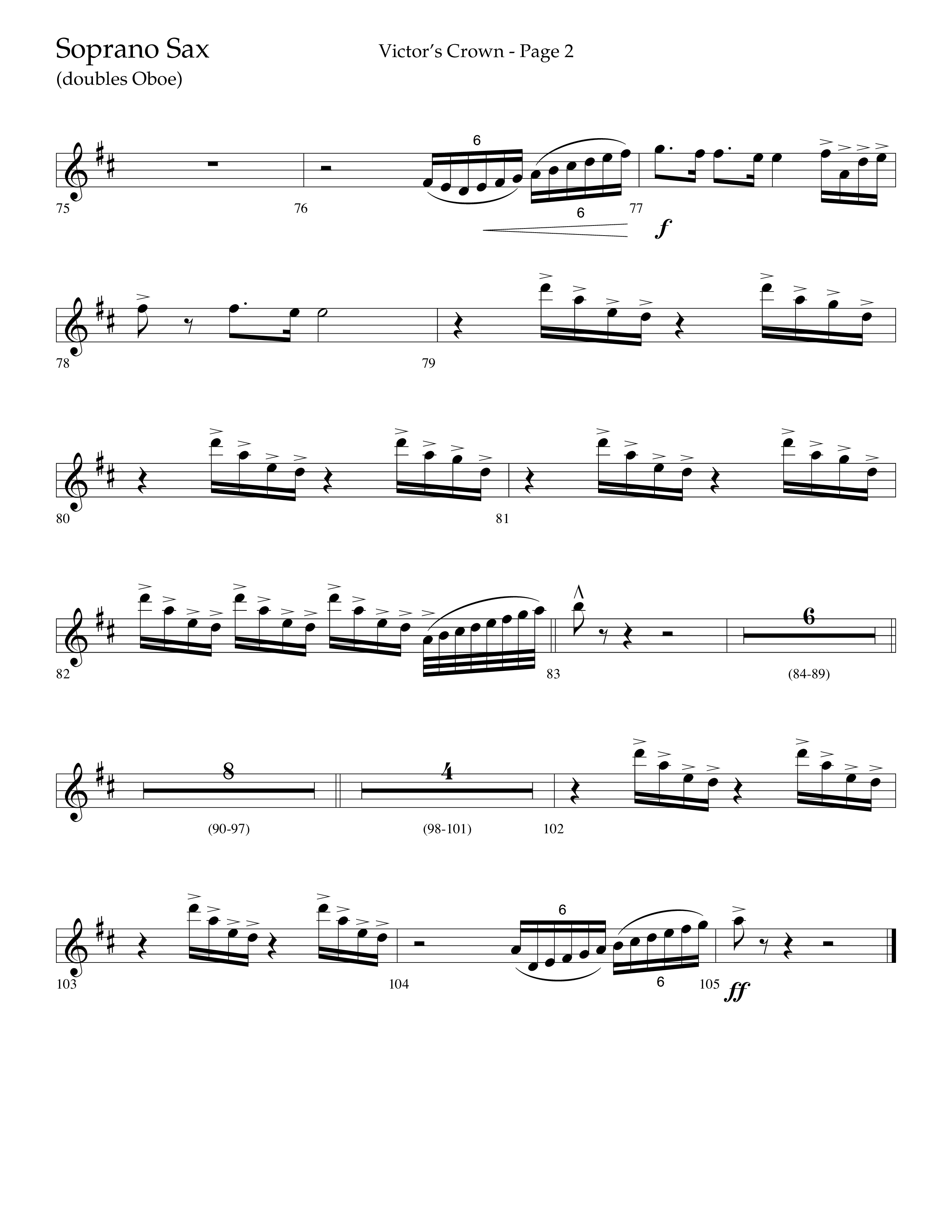 Victor's Crown (Choral Anthem SATB) Soprano Sax (Lifeway Choral / Arr. David T. Clydesdale)