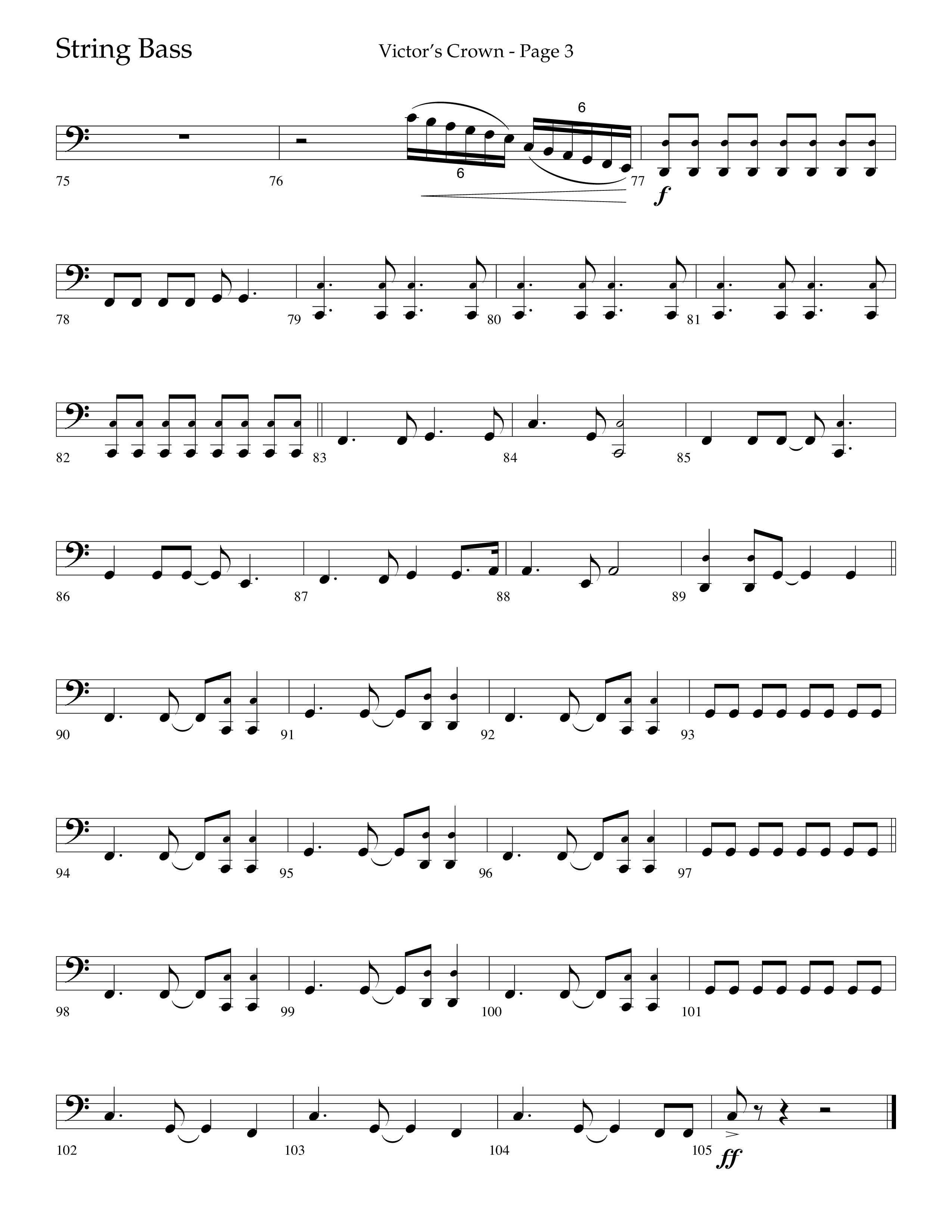 Victor's Crown (Choral Anthem SATB) String Bass (Lifeway Choral / Arr. David T. Clydesdale)