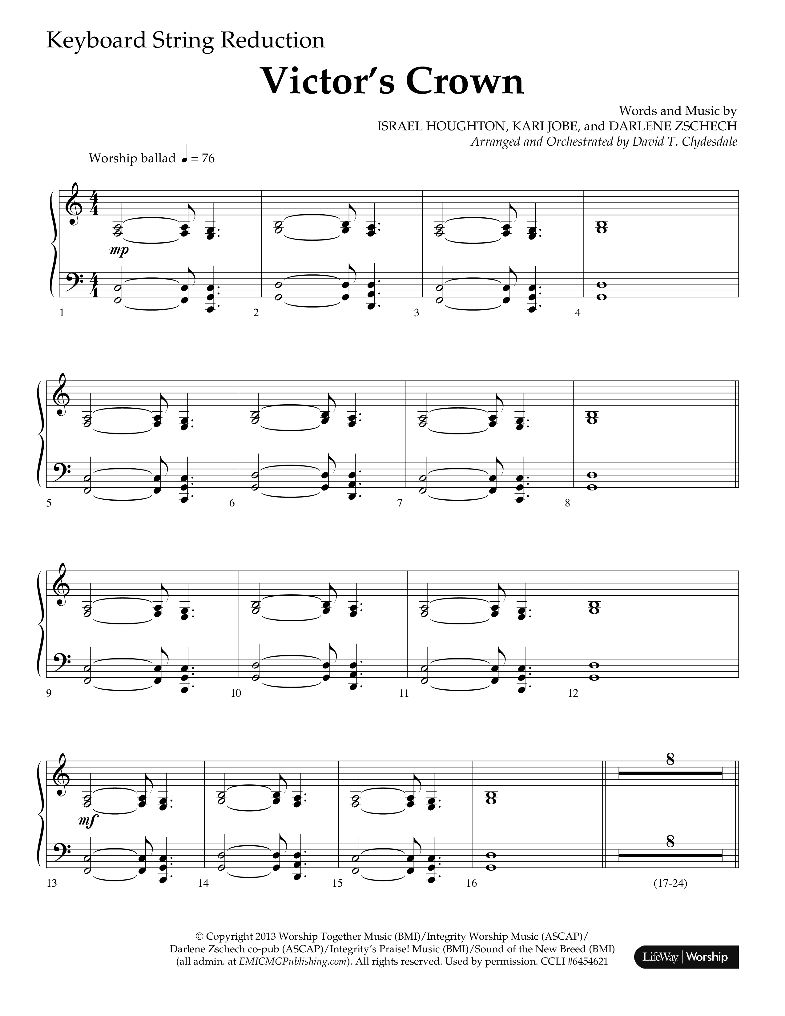 Victor's Crown (Choral Anthem SATB) String Reduction (Lifeway Choral / Arr. David T. Clydesdale)