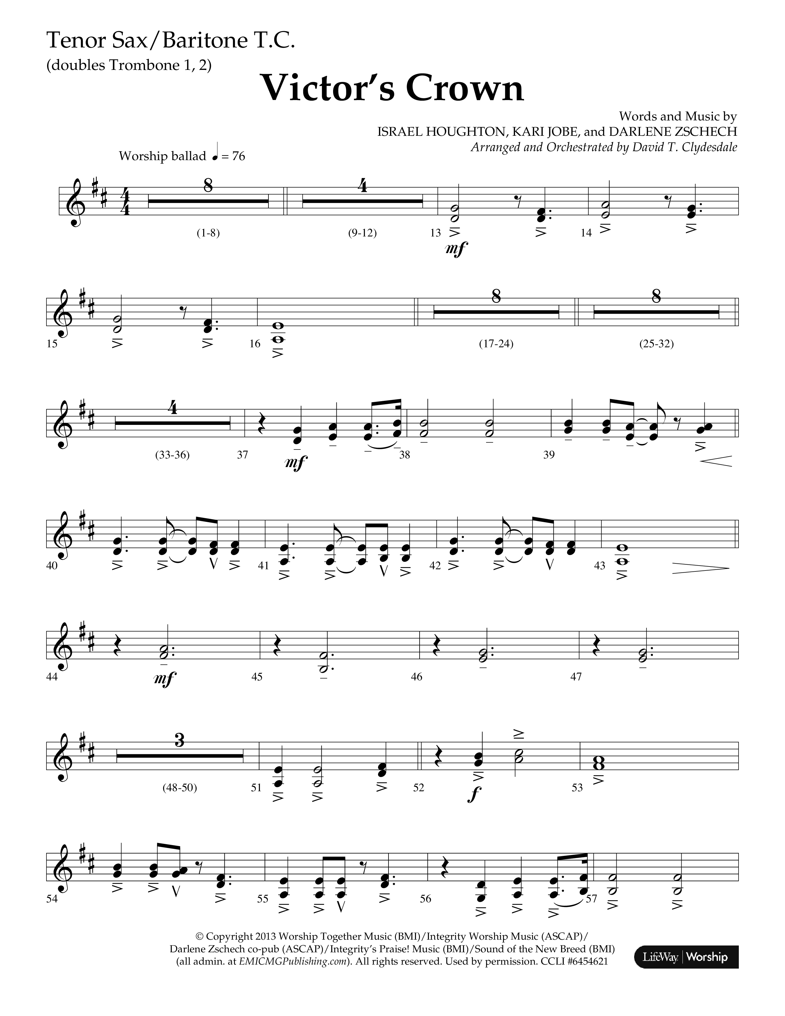 Victor's Crown (Choral Anthem SATB) Tenor Sax/Baritone T.C. (Lifeway Choral / Arr. David T. Clydesdale)