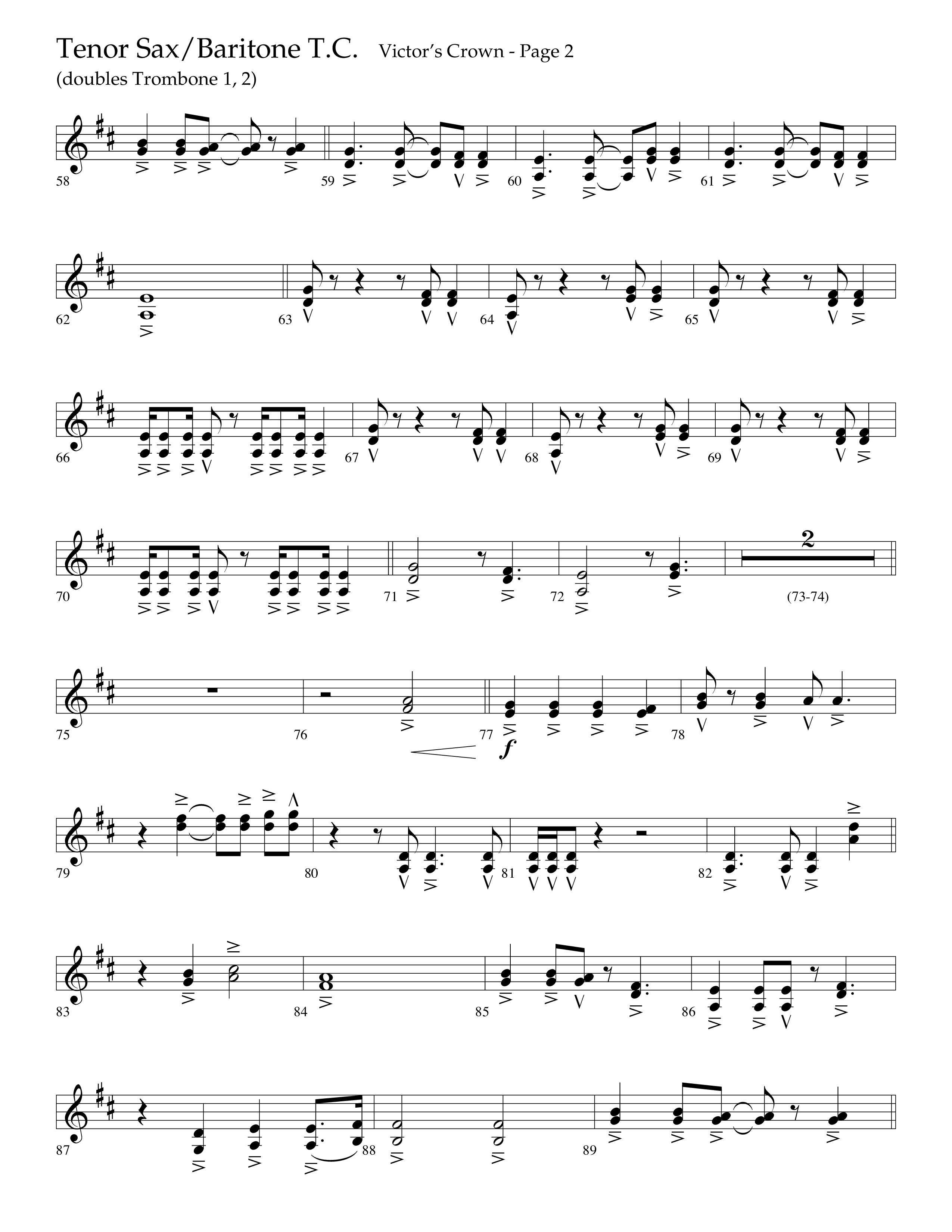 Victor's Crown (Choral Anthem SATB) Tenor Sax/Baritone T.C. (Lifeway Choral / Arr. David T. Clydesdale)