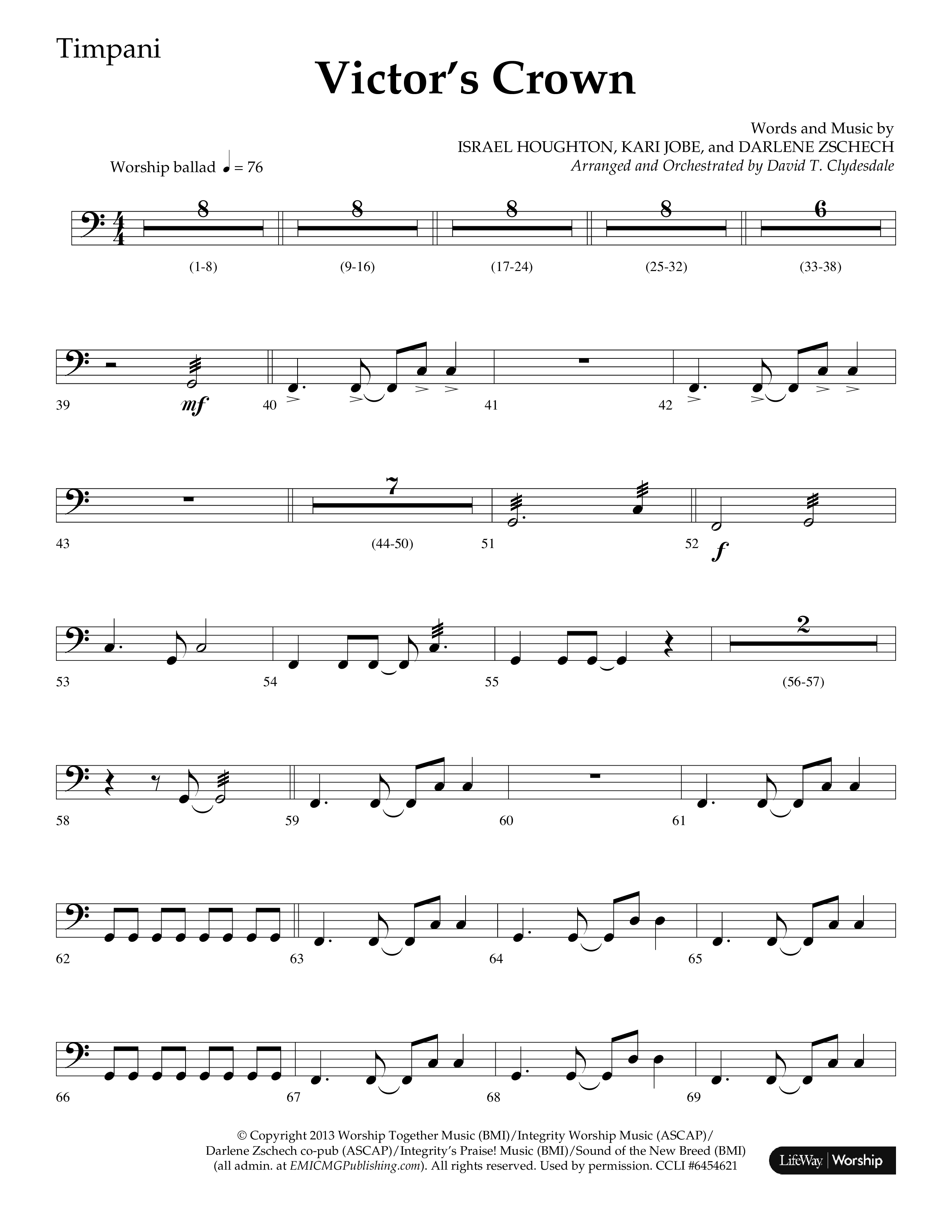 Victor's Crown (Choral Anthem SATB) Timpani (Lifeway Choral / Arr. David T. Clydesdale)