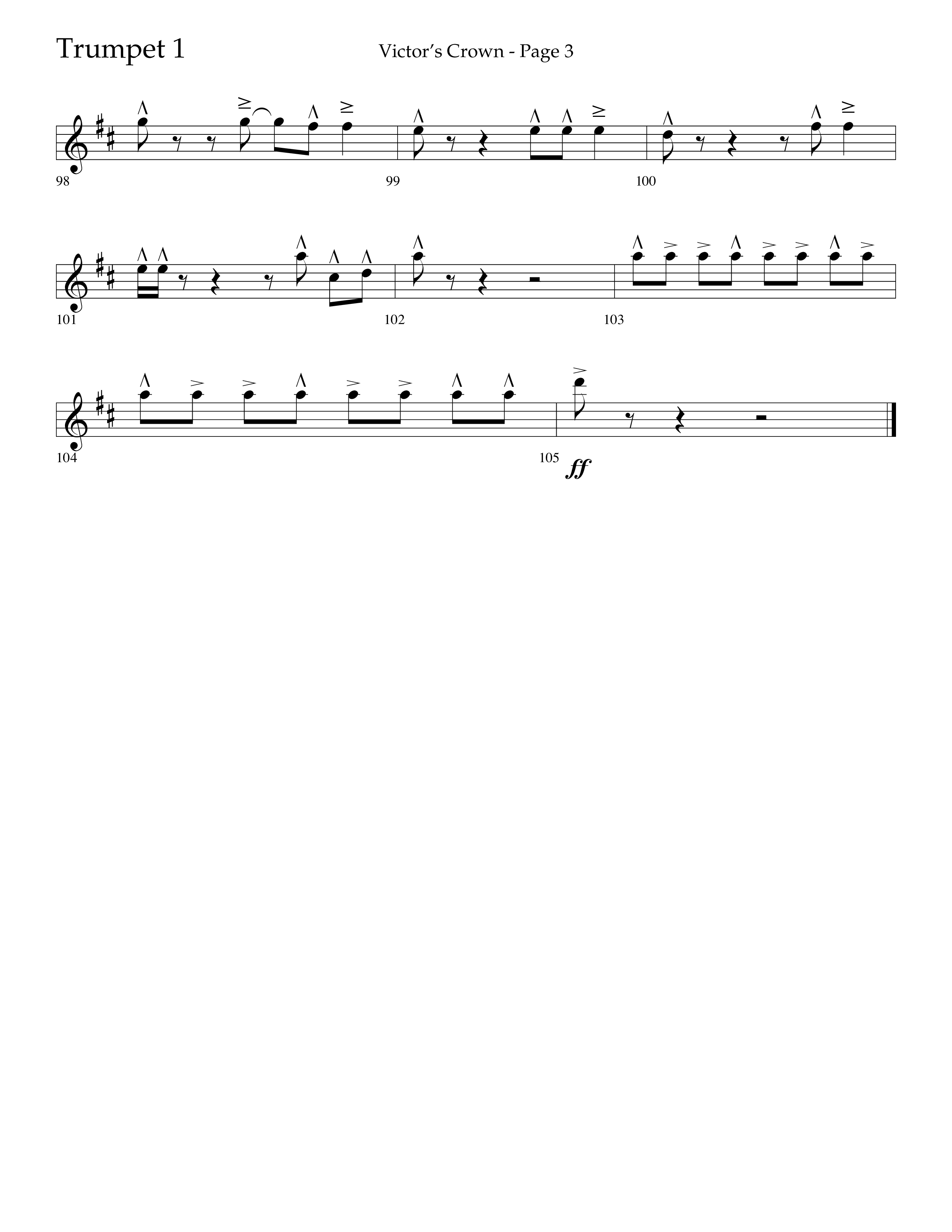 Victor's Crown (Choral Anthem SATB) Trumpet 1 (Lifeway Choral / Arr. David T. Clydesdale)