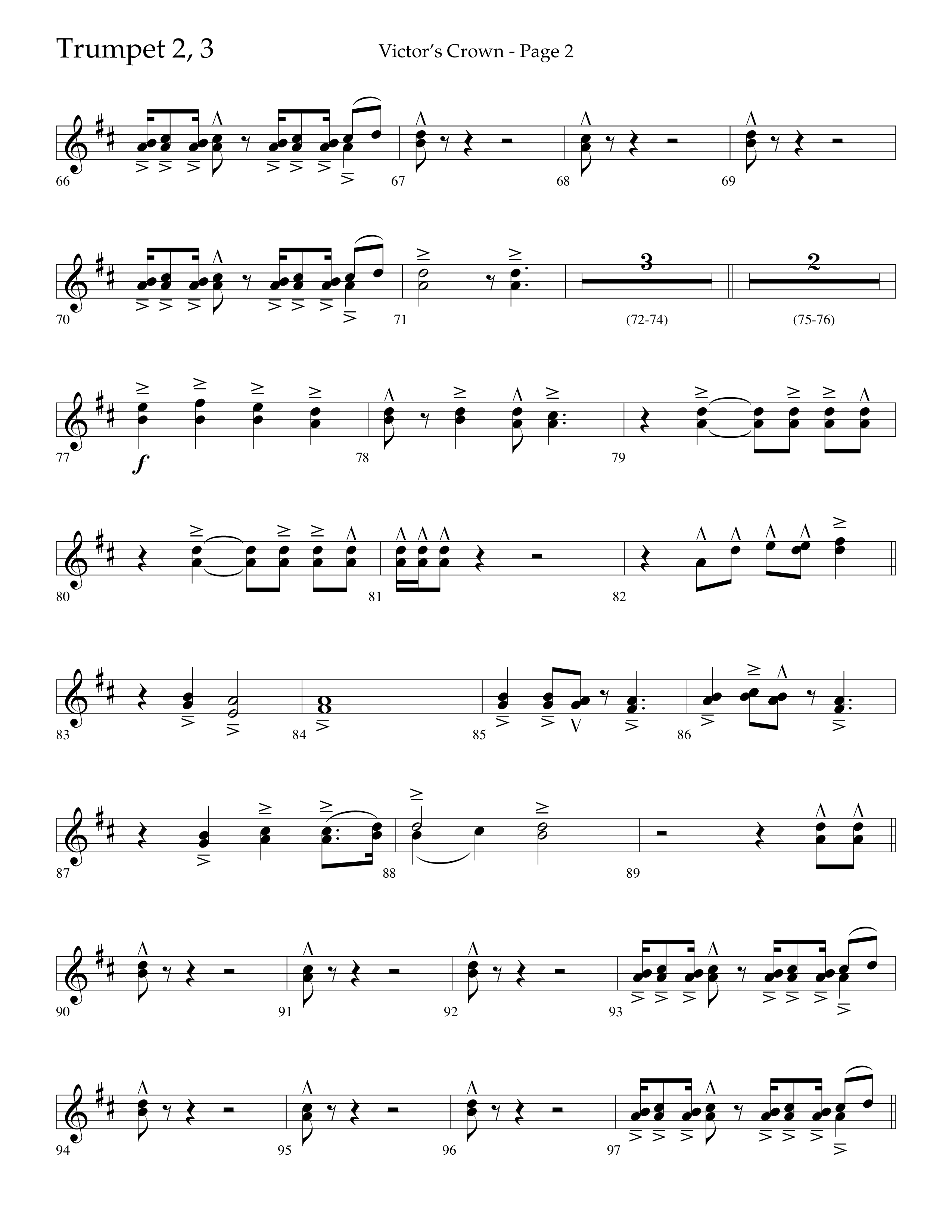 Victor's Crown (Choral Anthem SATB) Trumpet 2/3 (Lifeway Choral / Arr. David T. Clydesdale)