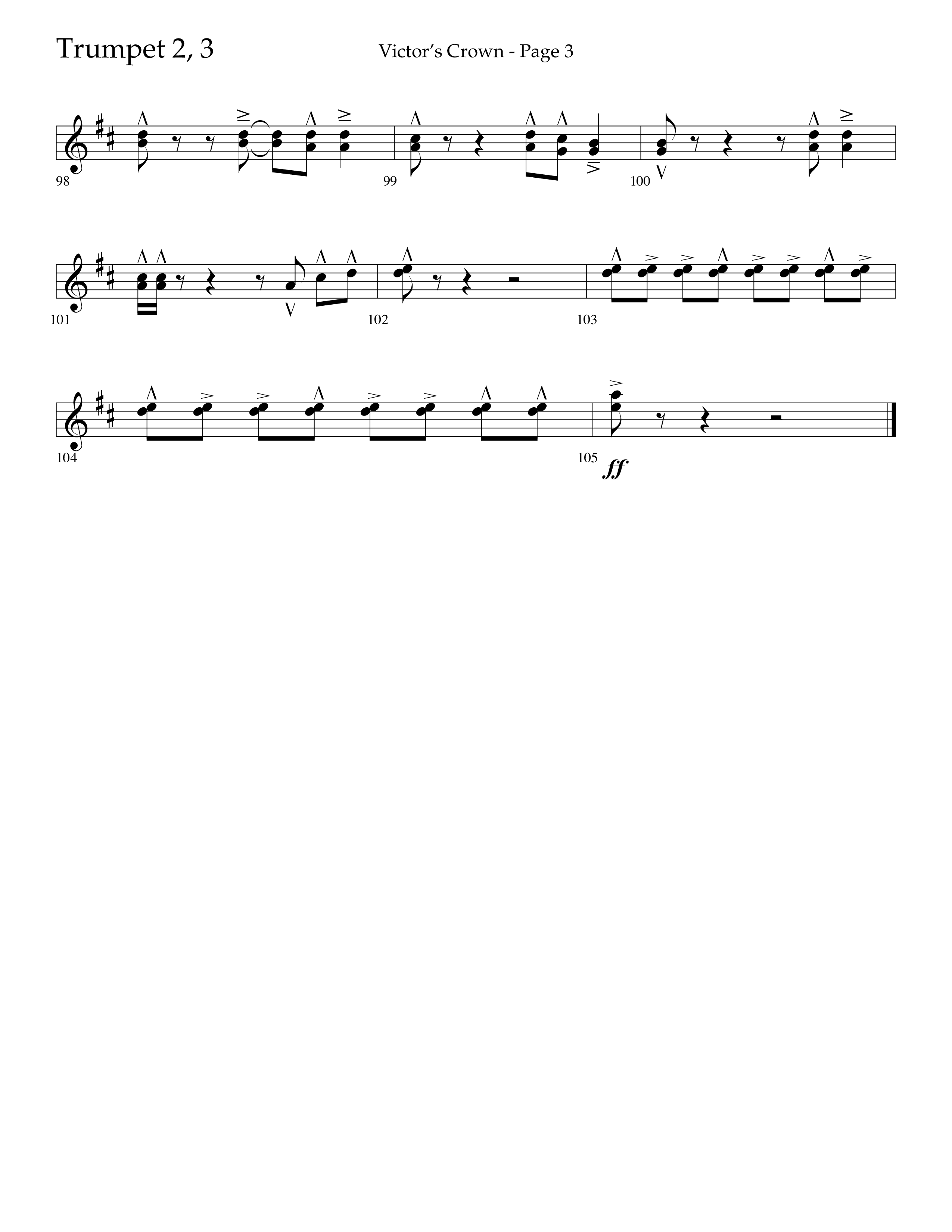 Victor's Crown (Choral Anthem SATB) Trumpet 2/3 (Lifeway Choral / Arr. David T. Clydesdale)