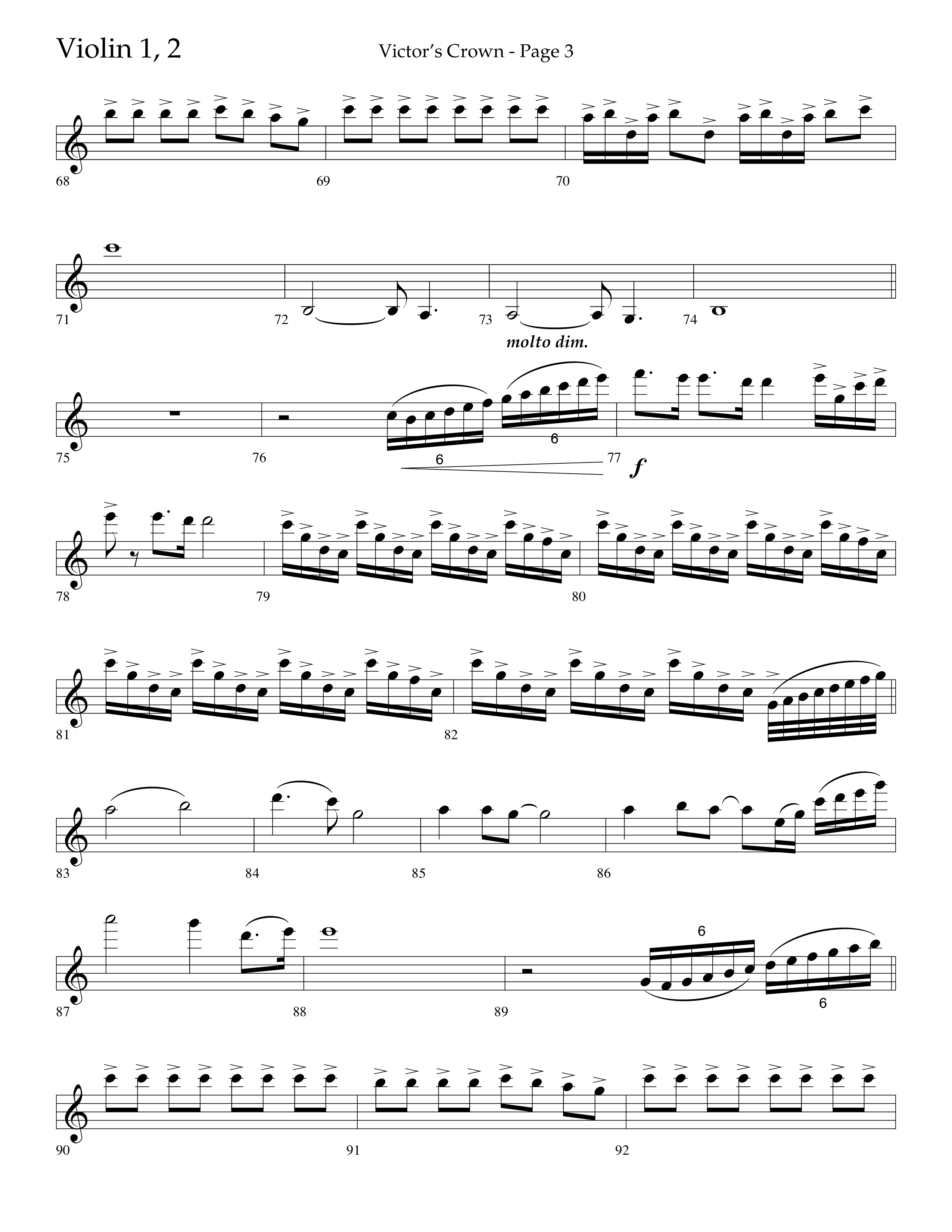 Victor's Crown (Choral Anthem SATB) Violin 1/2 (Lifeway Choral / Arr. David T. Clydesdale)