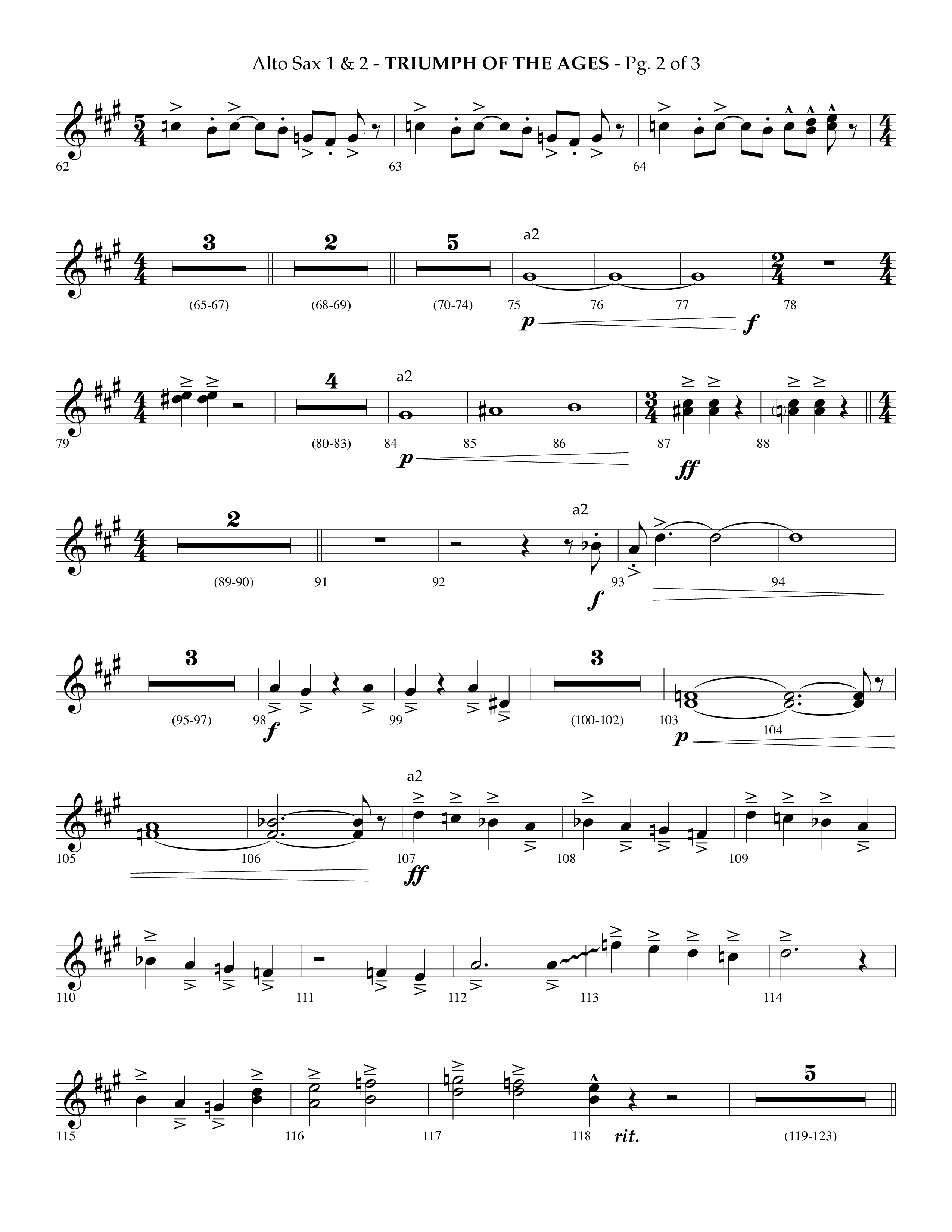 Triumph Of The Ages (Choral Anthem SATB) Alto Sax 1/2 (Lifeway Choral / Arr. Phillip Keveren)