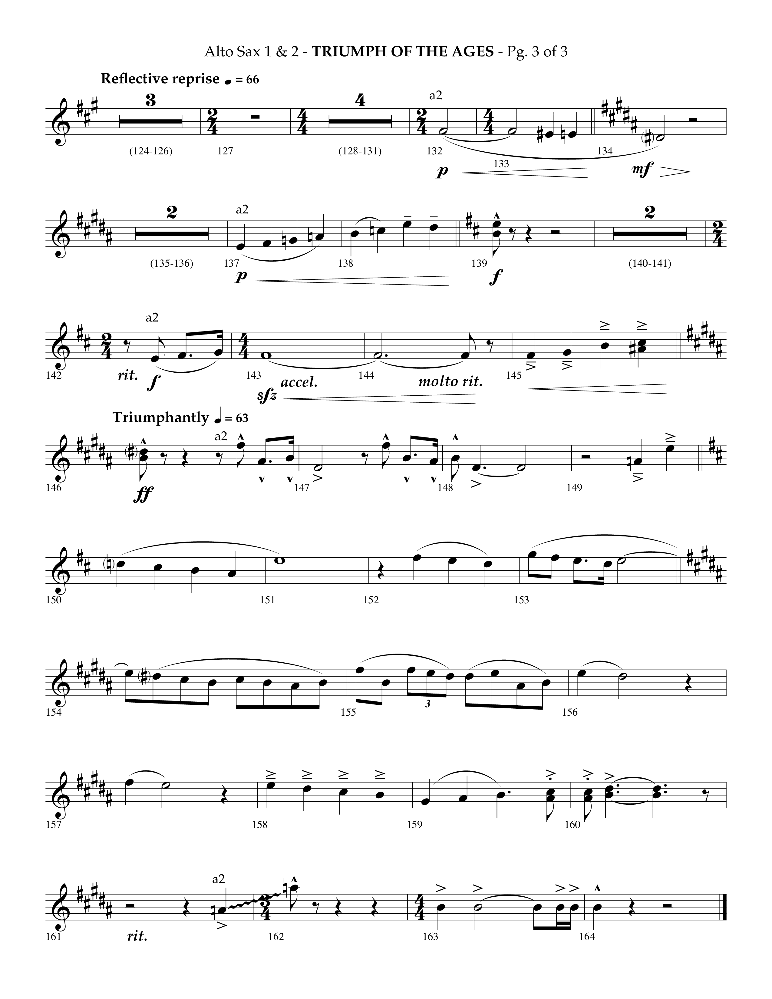 Triumph Of The Ages (Choral Anthem SATB) Alto Sax 1/2 (Lifeway Choral / Arr. Phillip Keveren)